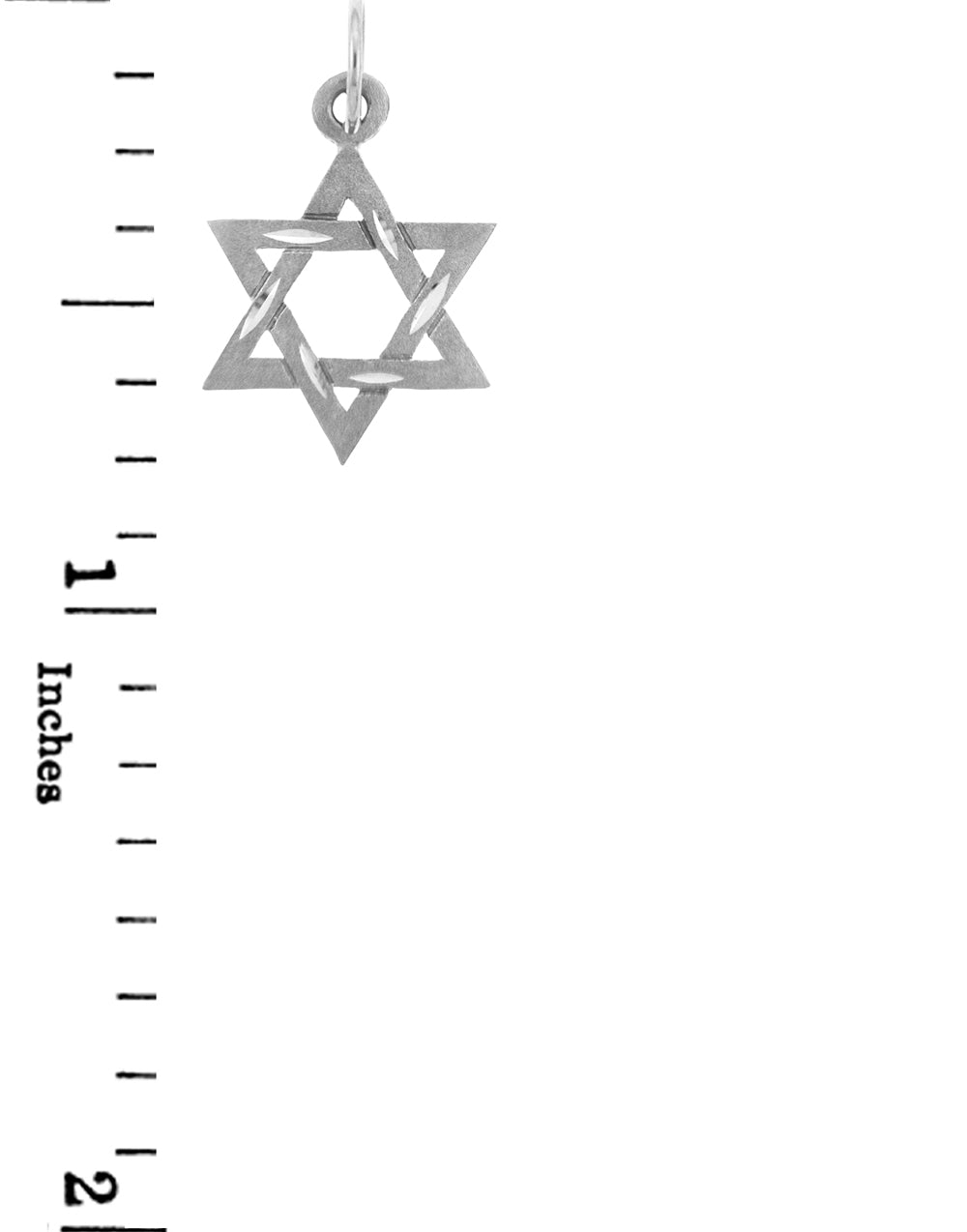 14K White Gold Diamond Cut Star of David Pendant, view 2