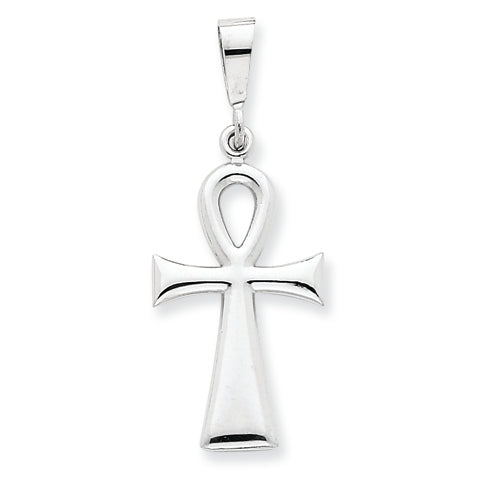 14K White Gold Gleaming Ankh Cross