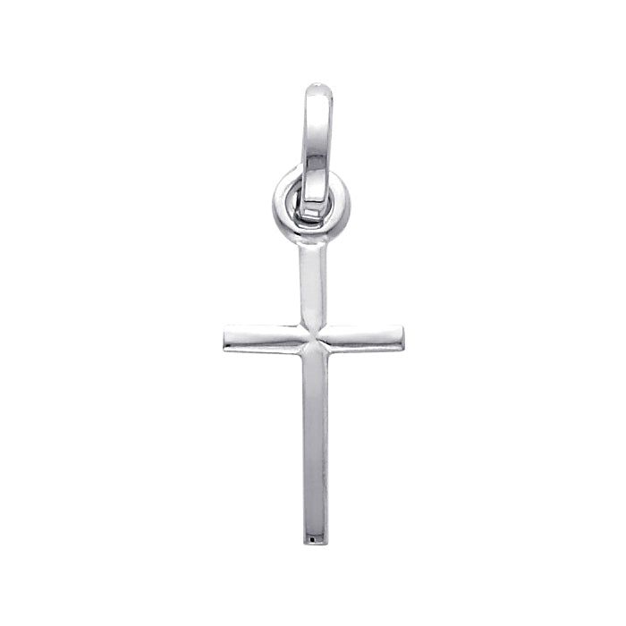 14K White Gold Graceful Cross Charm Pendant