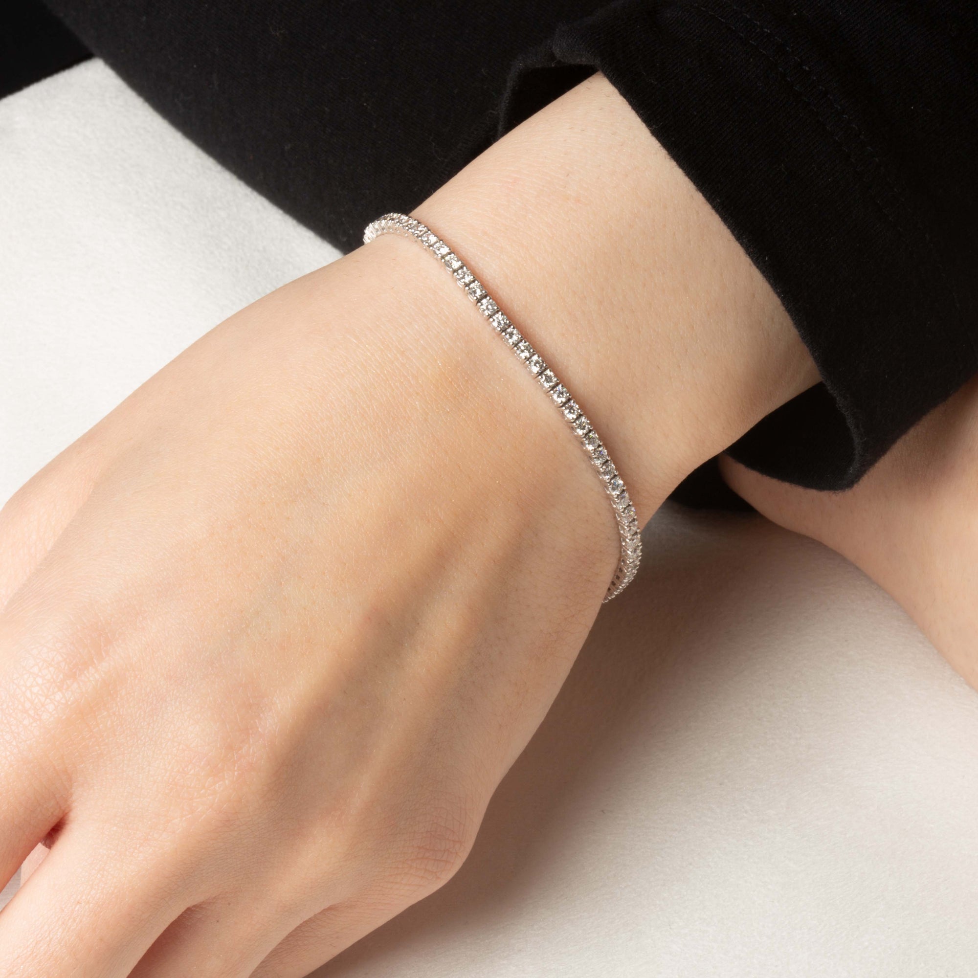 14K White Gold Lab-Grown Diamond Tennis Bracelet 2.4cts - 3.4cts, view 2