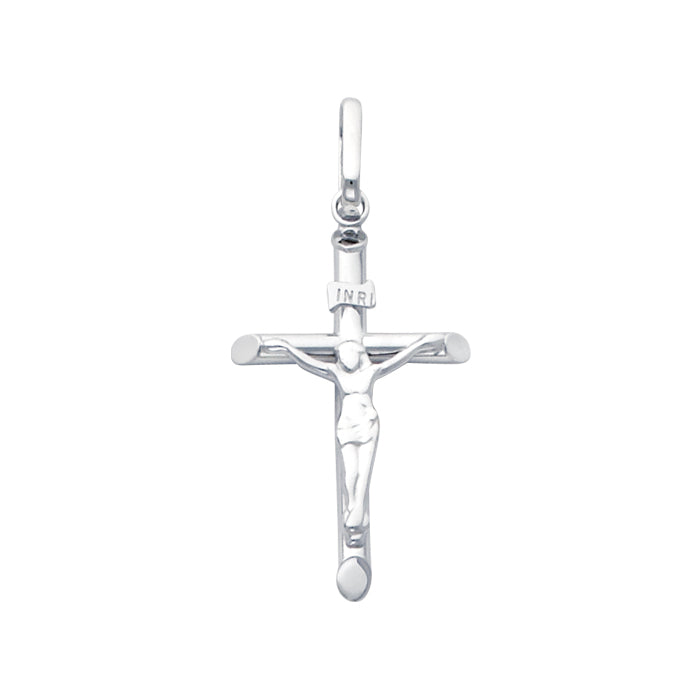 14K White Gold Precious Crucifix