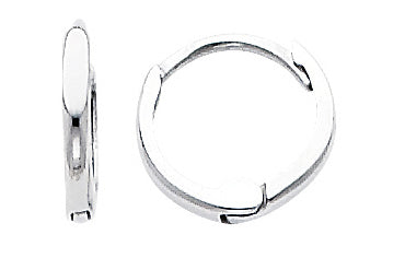 14K White Gold Round Huggies Earrings