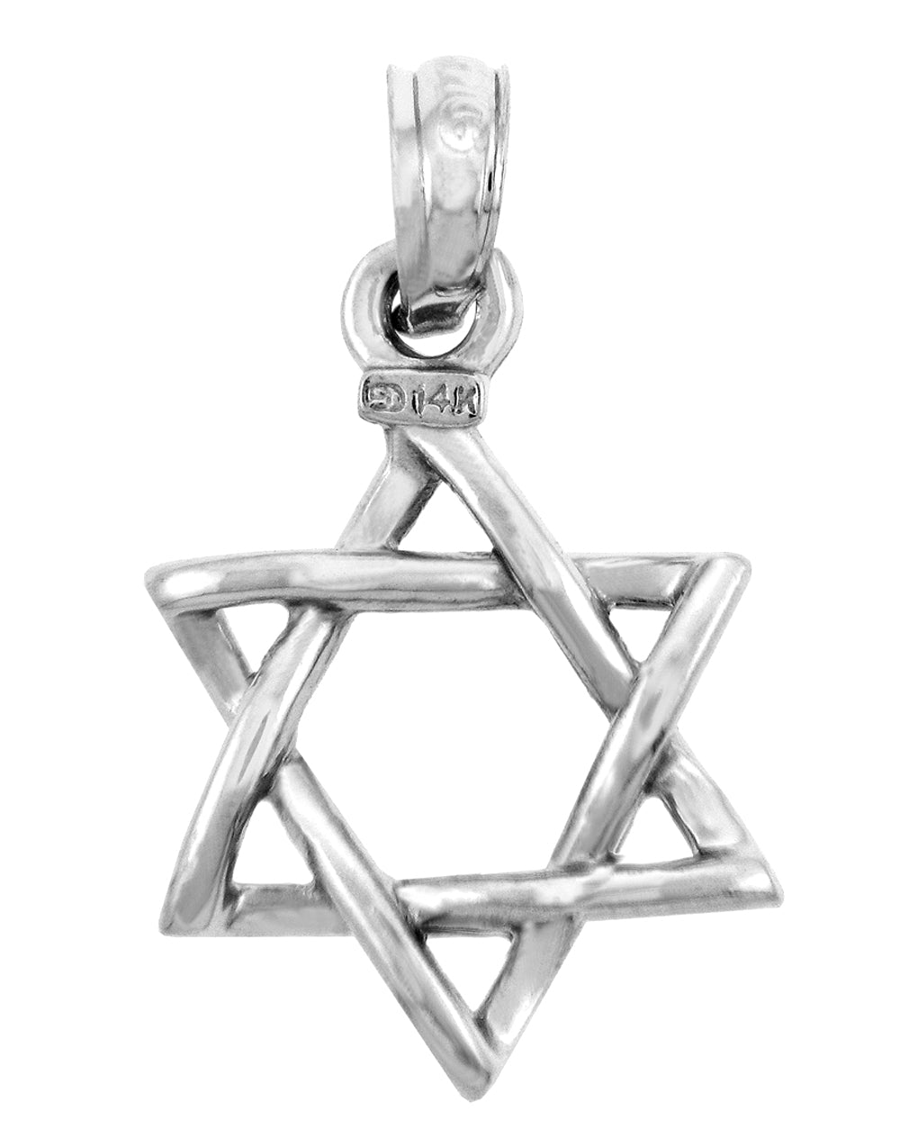 14K White Gold Star of David Pendant