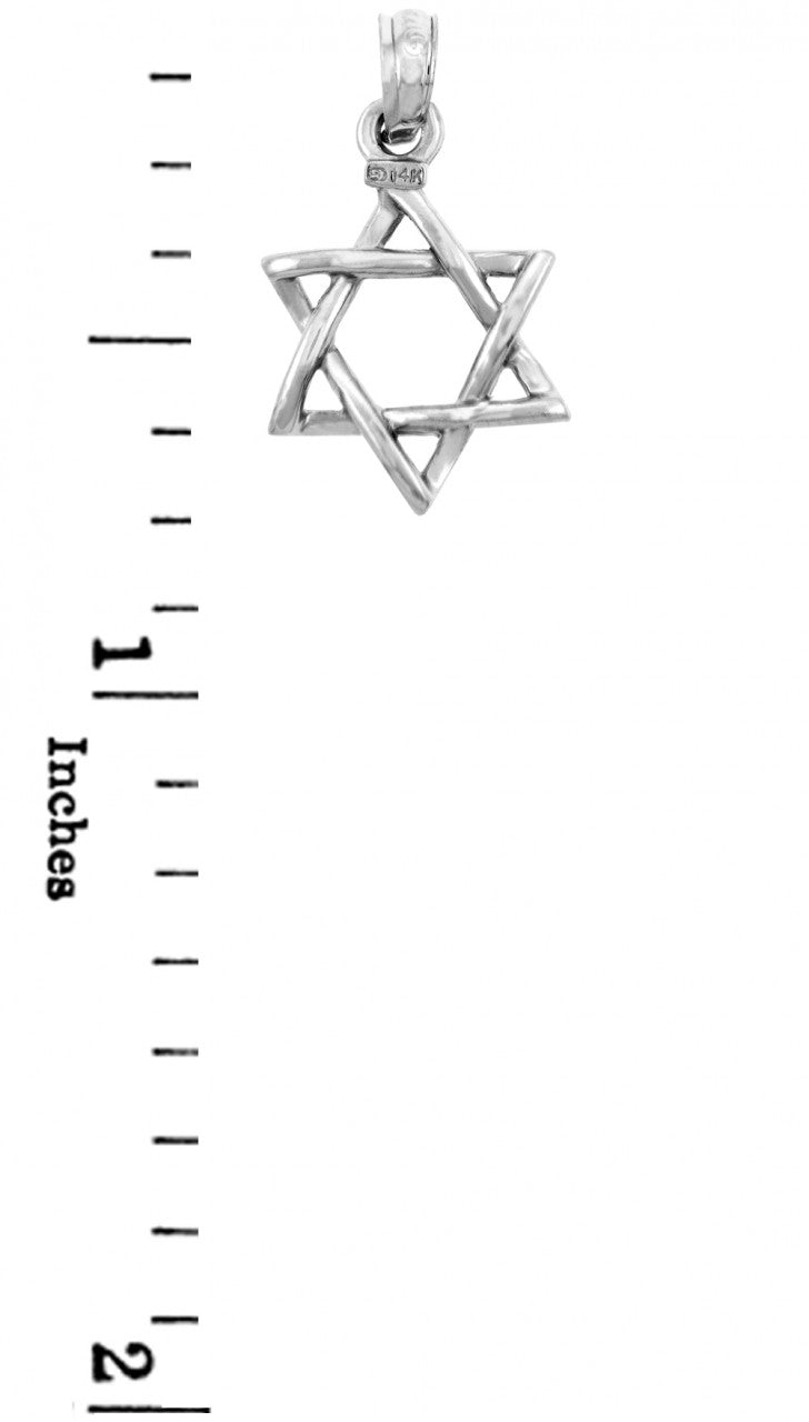 14K White Gold Star of David Pendant, view 2