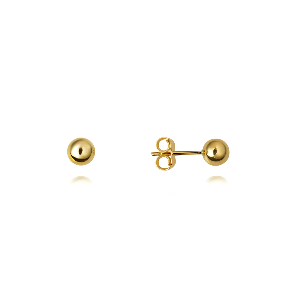 Pair of polished 5 mm ball stud earrings in solid 14K yellow gold