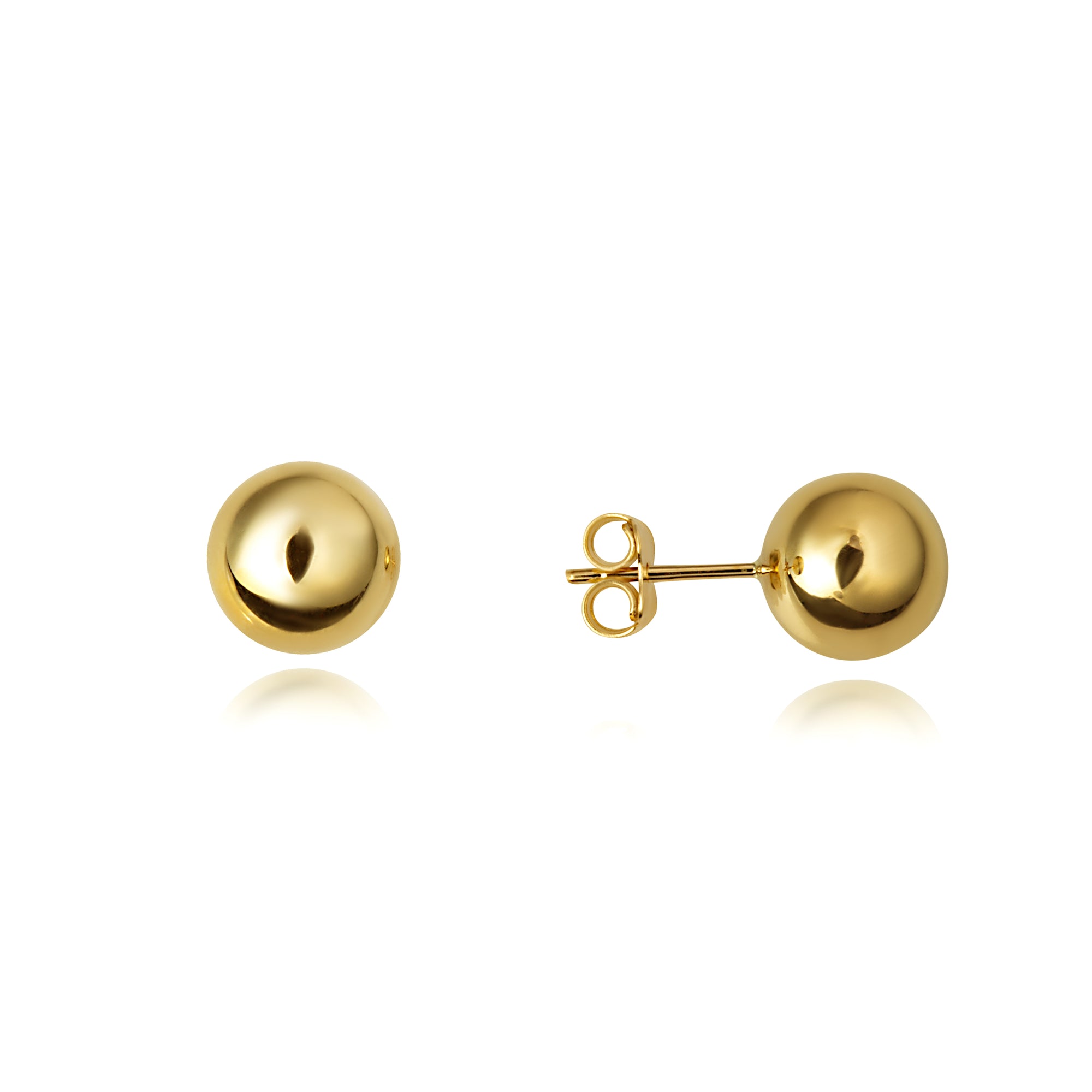14K Yellow Gold Ball Stud Earrings 9.5 mm