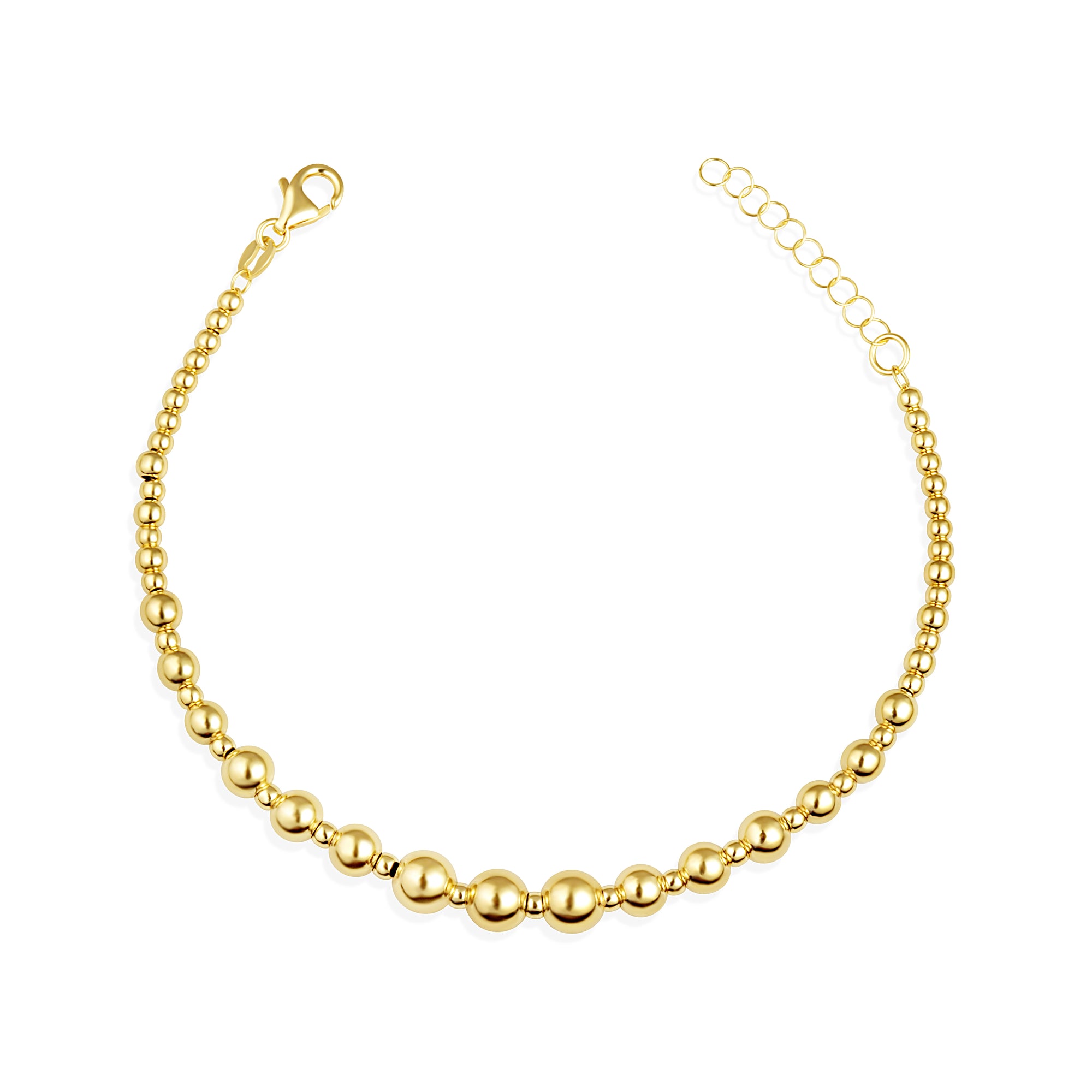 14K Yellow Gold Beaded Ball Bracelet