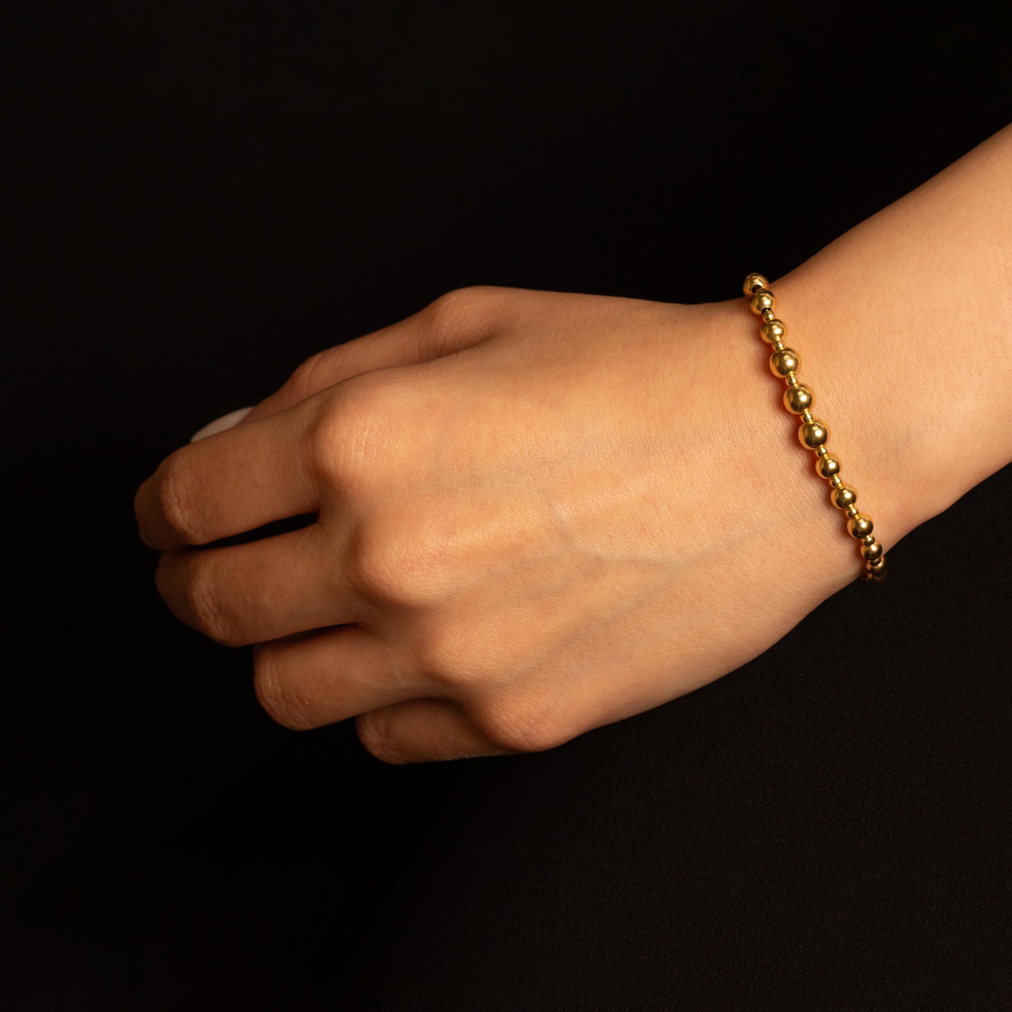 14K Yellow Gold Beaded Ball Bracelet, view 2