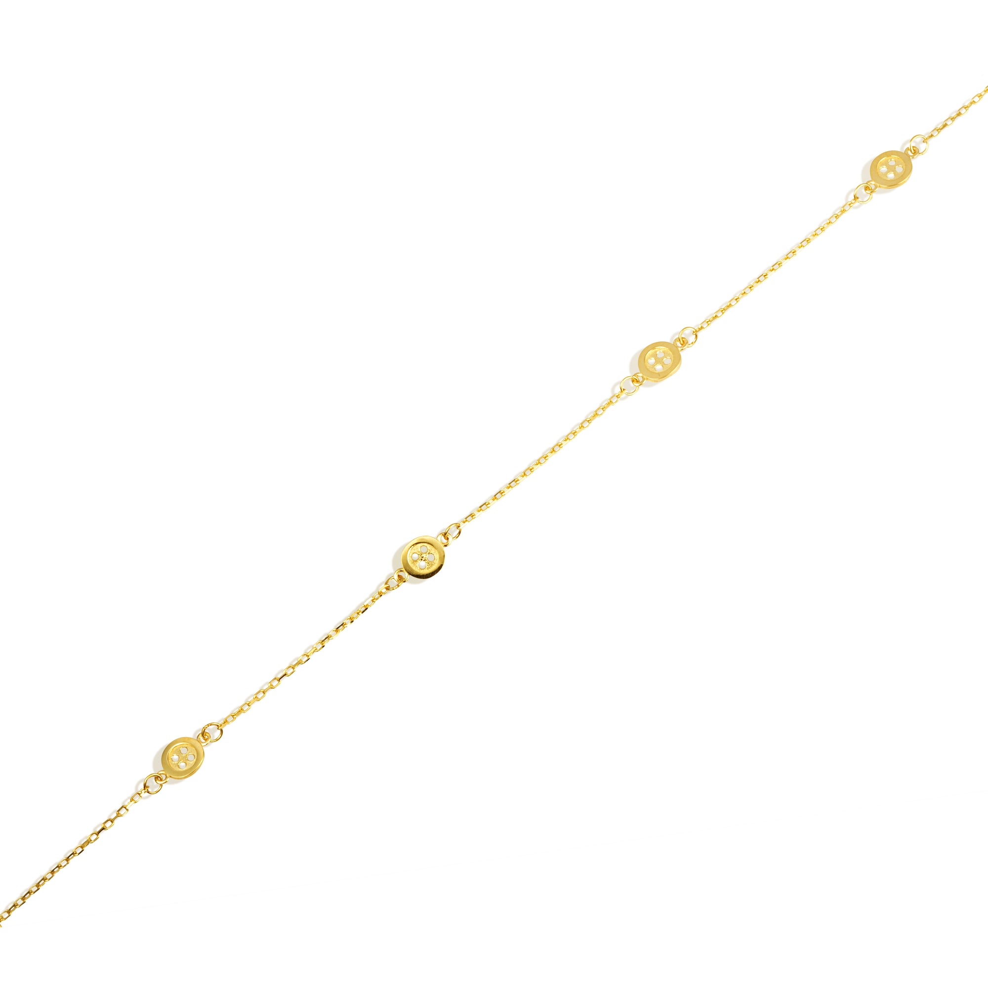 14K Yellow Gold Button Link Bracelet 7", view 4