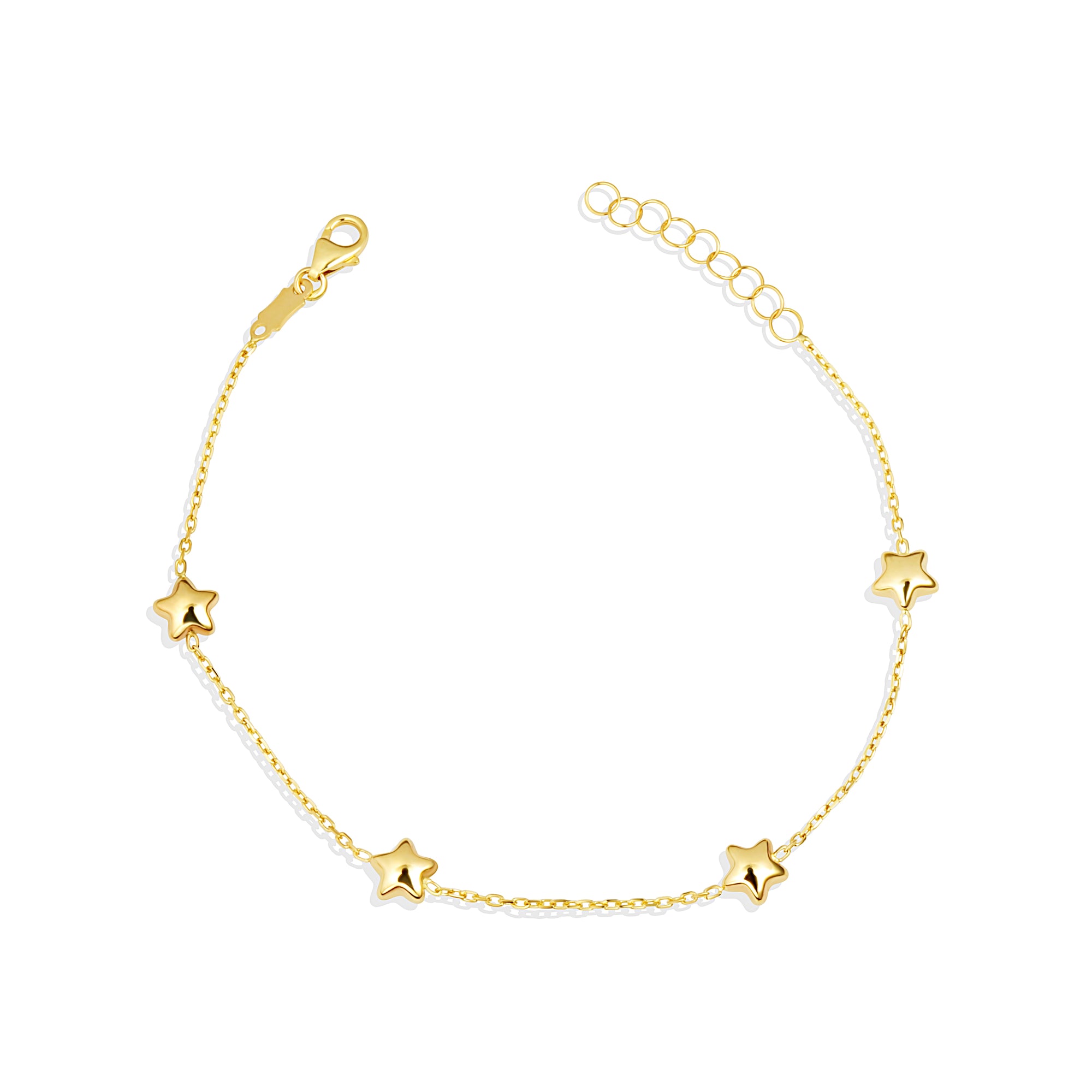 14K Yellow Gold Celestial Star Charm Bracelet