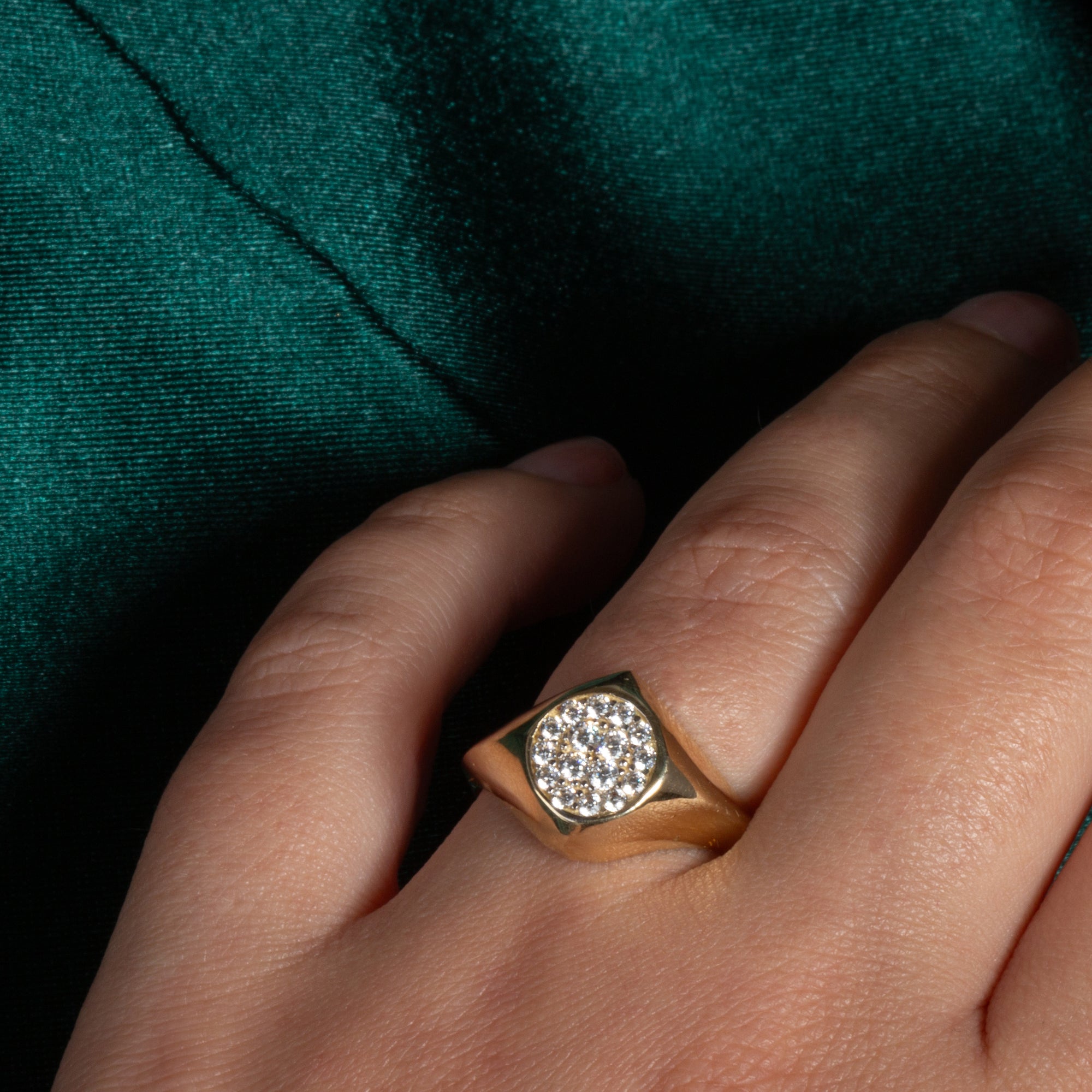 14K Yellow Gold Circle CZ Pointed Statement Ring, view 2
