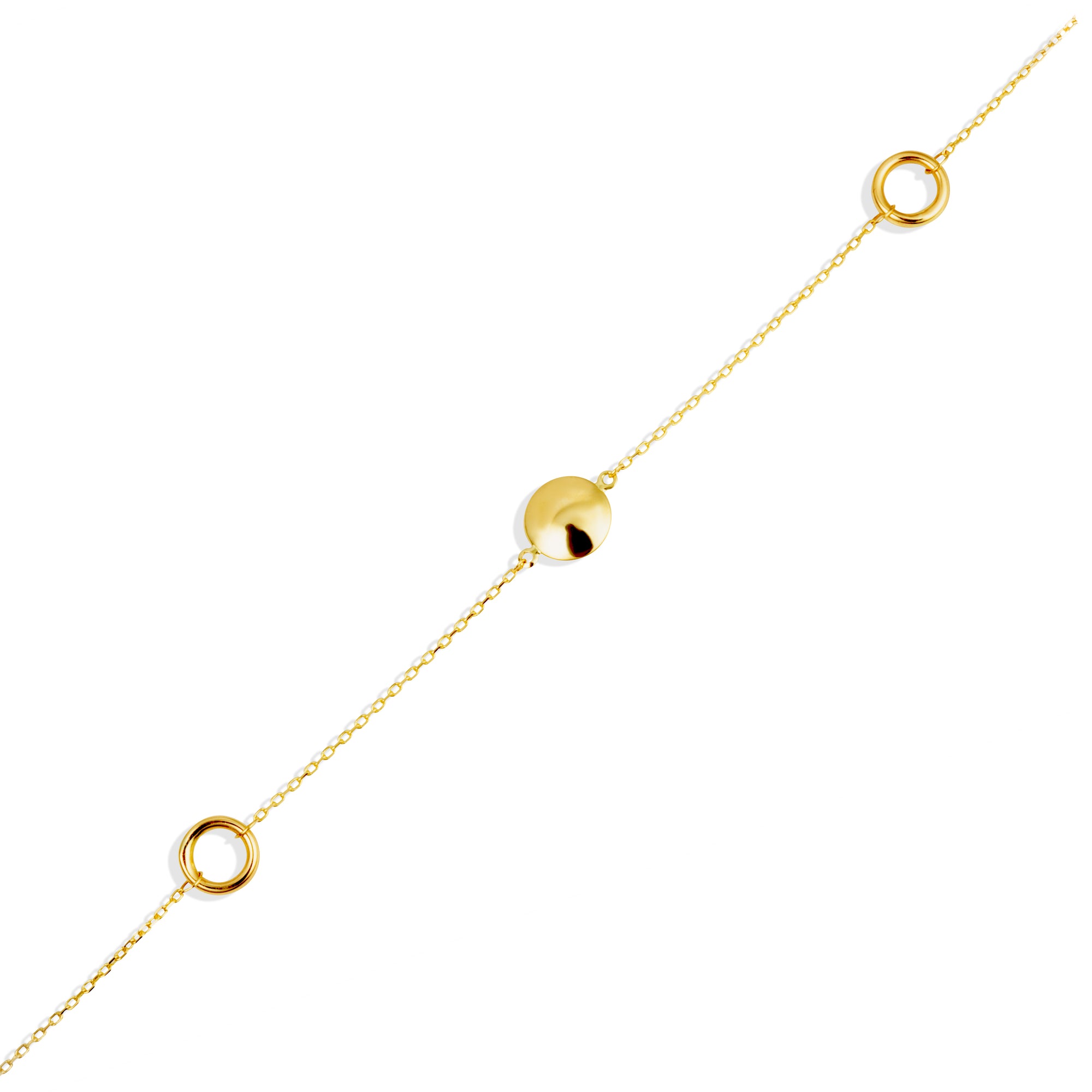 14K Yellow Gold Circle Link Bracelet 7", view 4