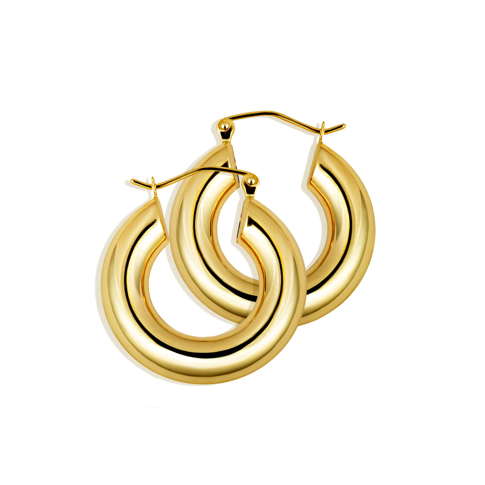 14K Yellow Gold Classic Tube Hoop Earrings