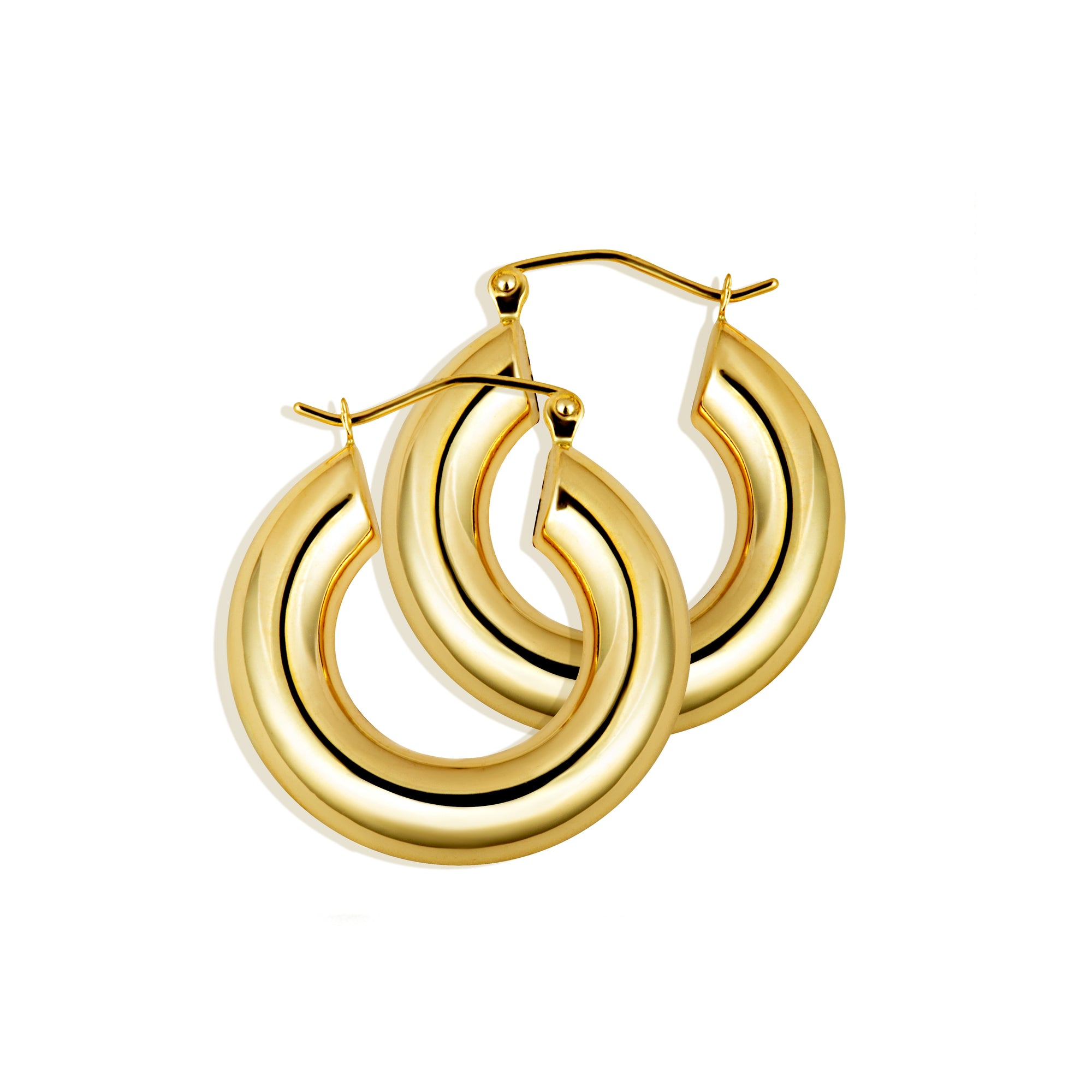 14K Yellow Gold Classic Tube Hoop Earrings