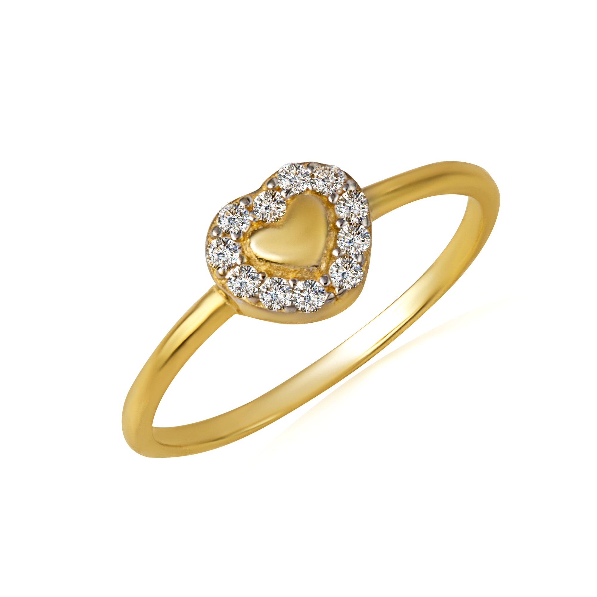 14K Yellow Gold Cubic Zirconia Heart Ring