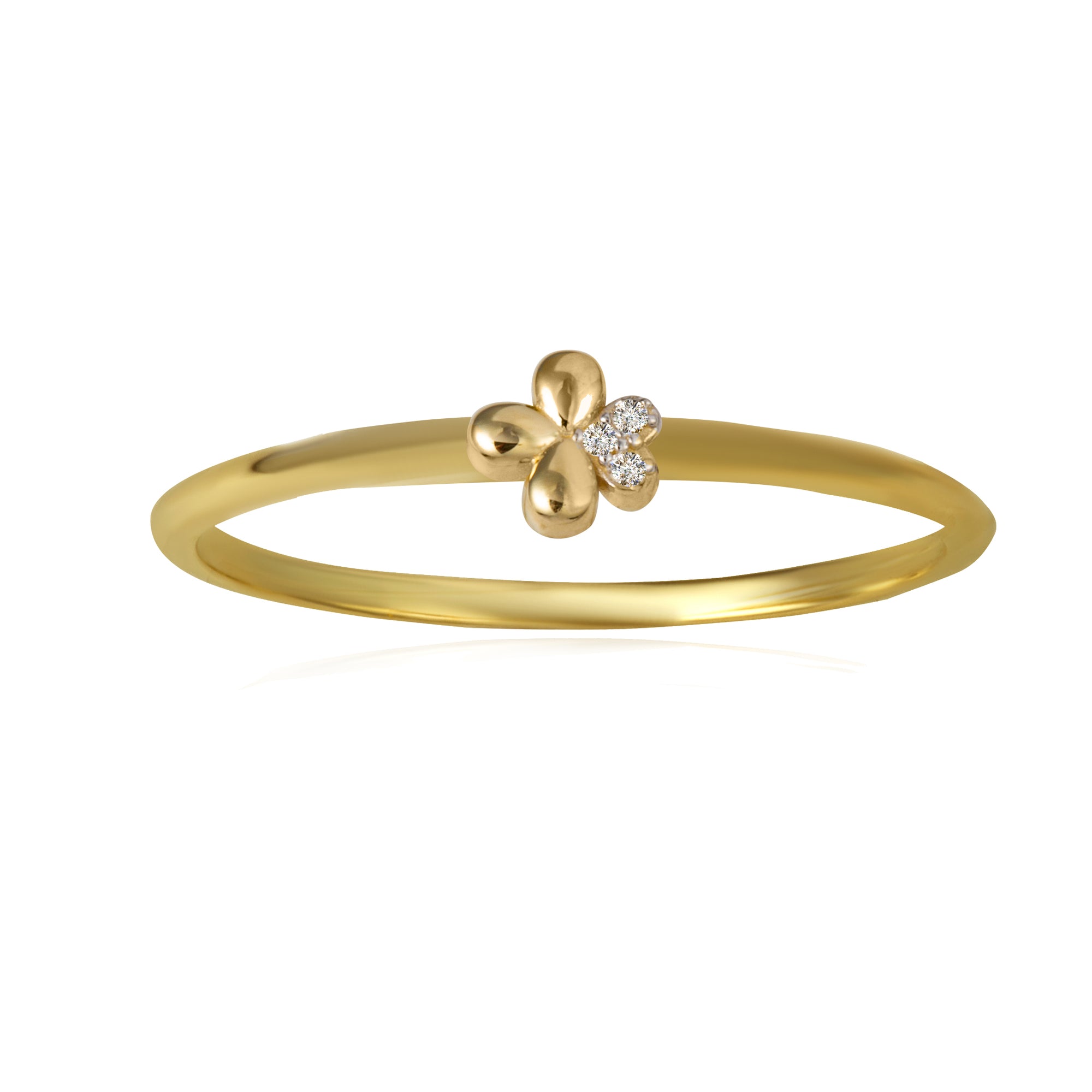 14K Yellow Gold Daisy Flower Cubic Zirconia Ring