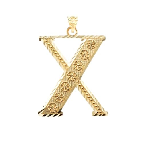 Diamond-cut X initial pendant in solid 14K yellow gold