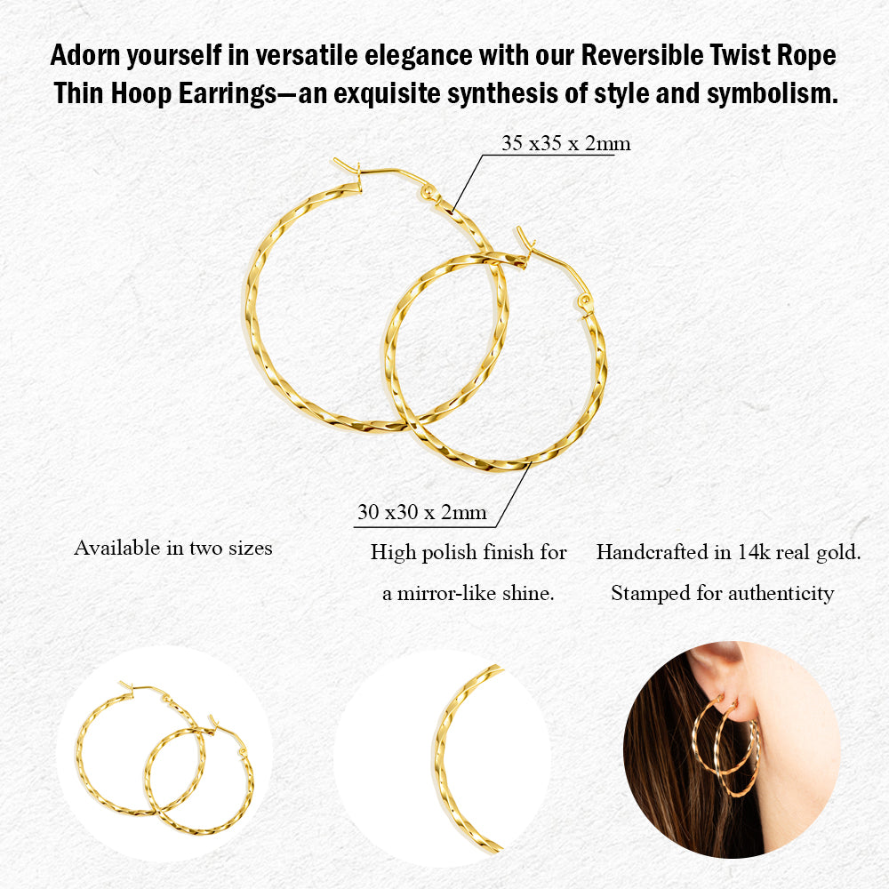 14K Yellow Gold Diamond Cut Tube Twist Hoop Earrings, view 3