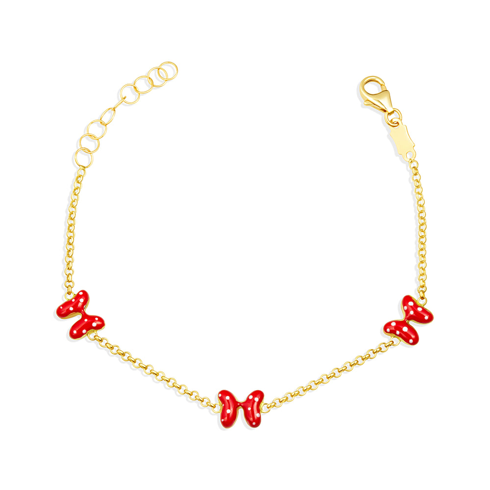 14K Yellow Gold Enamel Butterfly Charm Nature Baby Bracelet