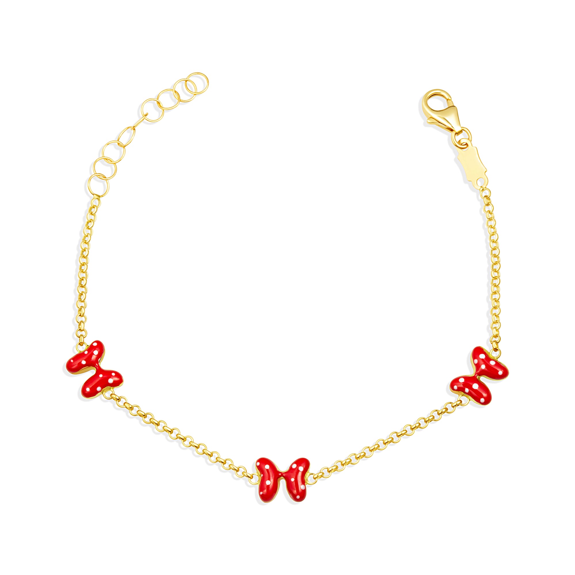 14K Yellow Gold Enamel Butterfly Charm Nature Baby Bracelet
