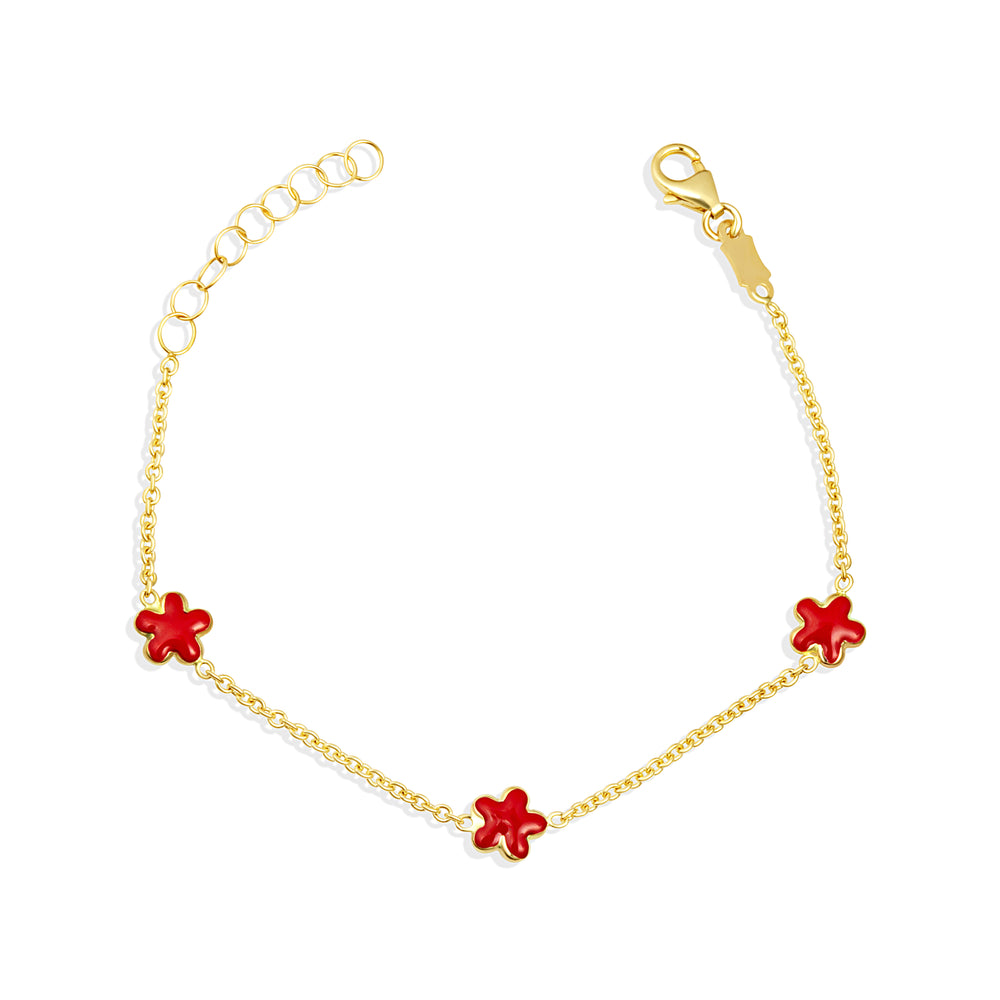 14K Yellow Gold Enamel Sea Starfish Charm Baby Bracelet
