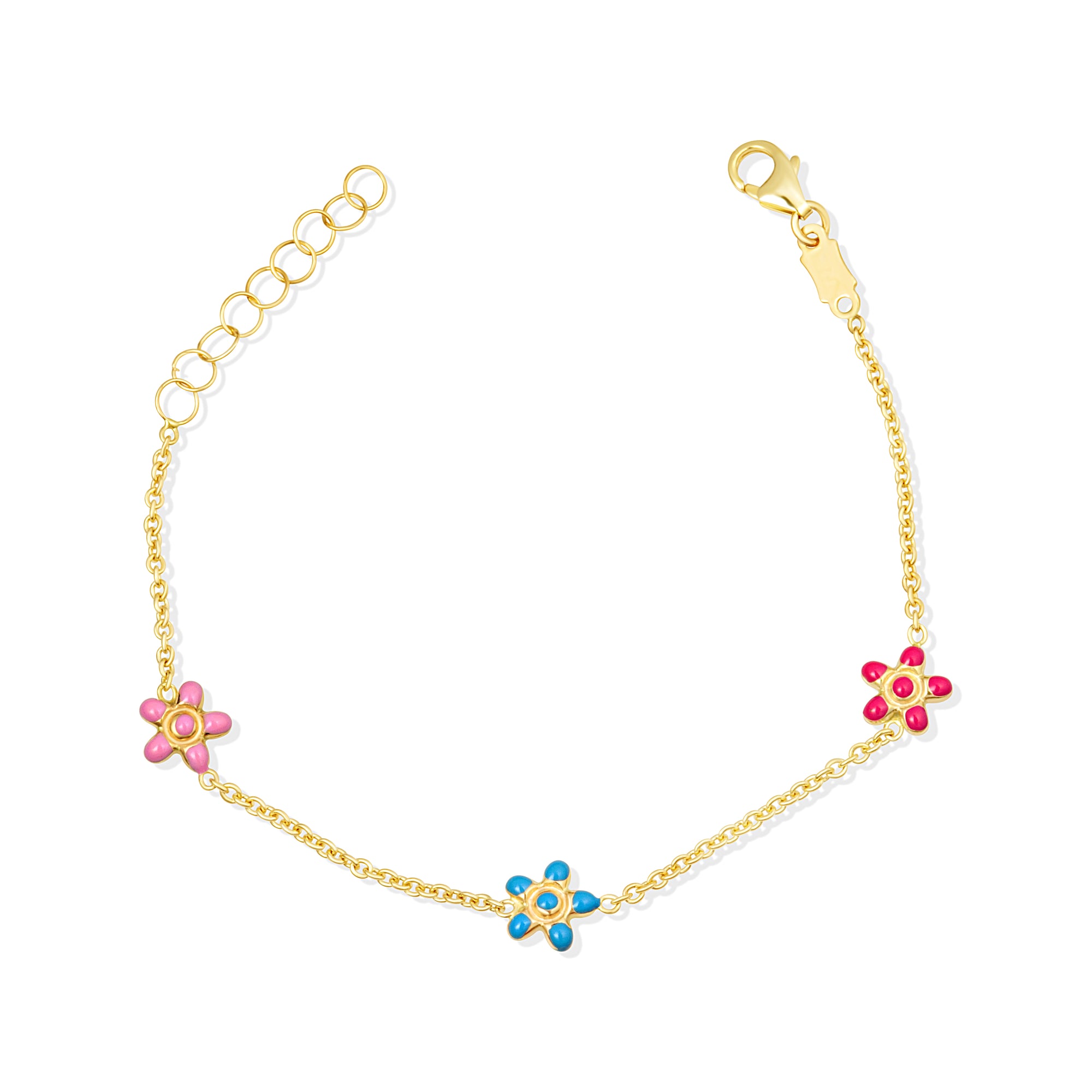 14K Yellow Gold Enamel Sea Starfish Ocean Charm Baby Bracelet