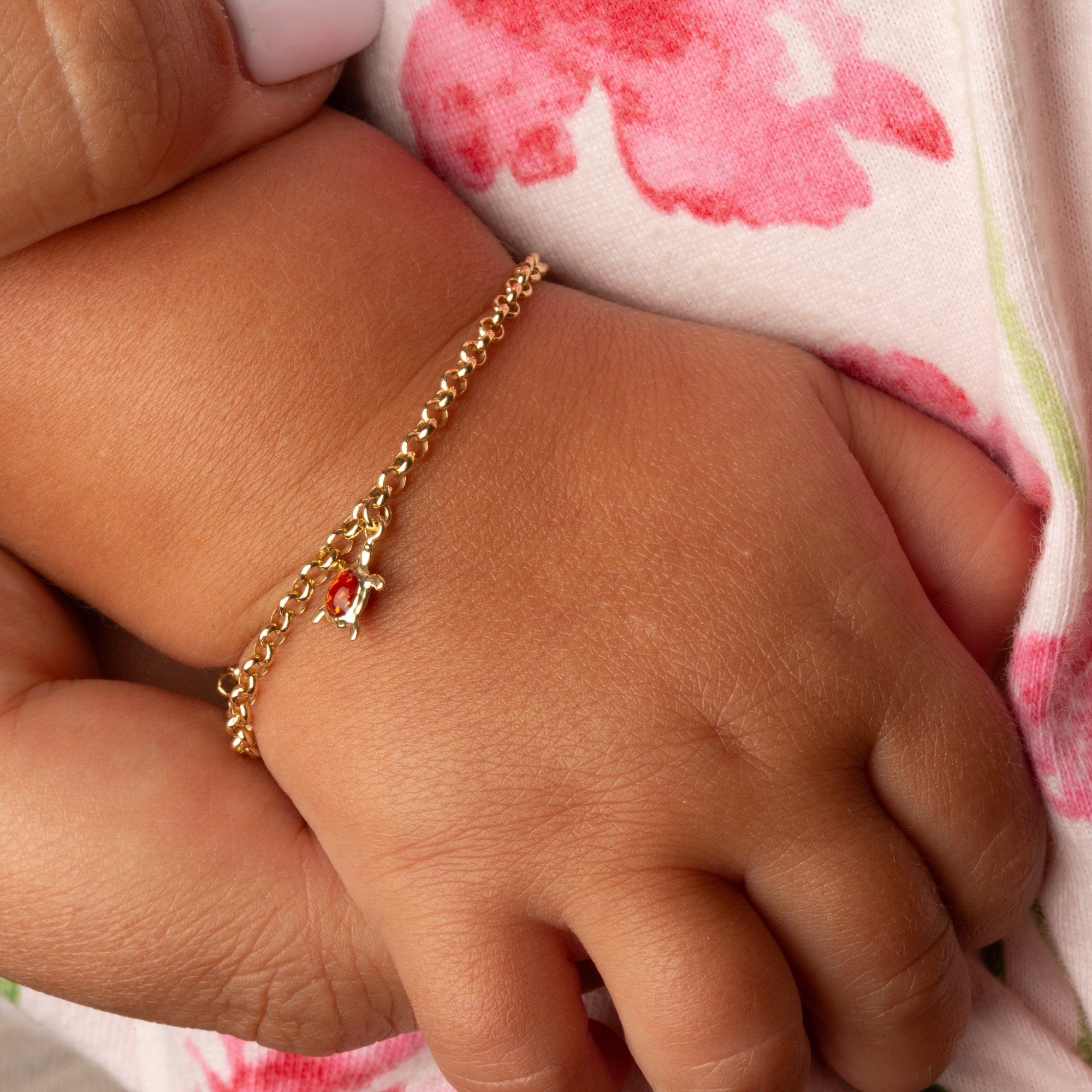 14K Yellow Gold Enamel Sea Turtle Ocean Baby Bracelet, view 2
