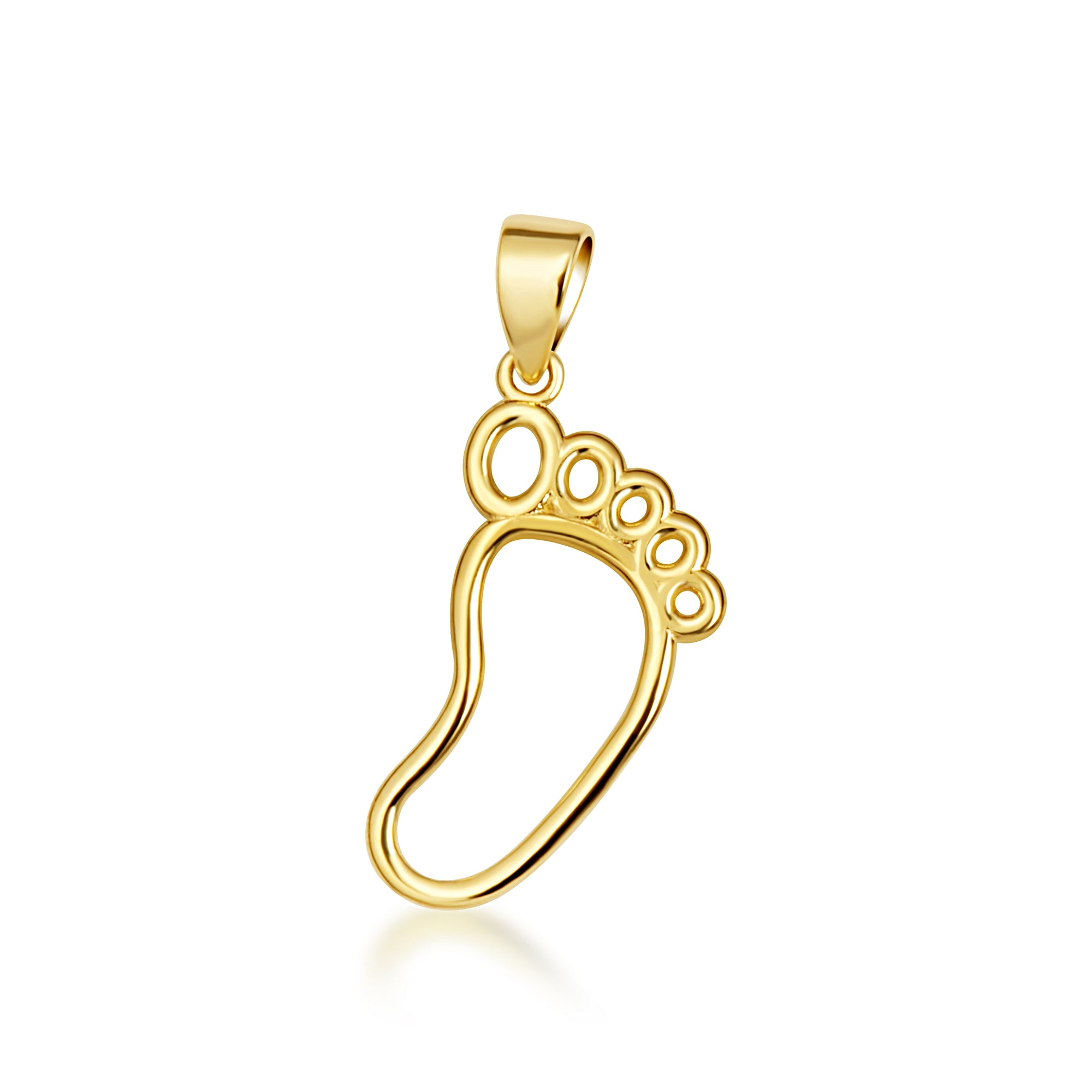 14K Yellow Gold Footprint Charm Pendant Necklace