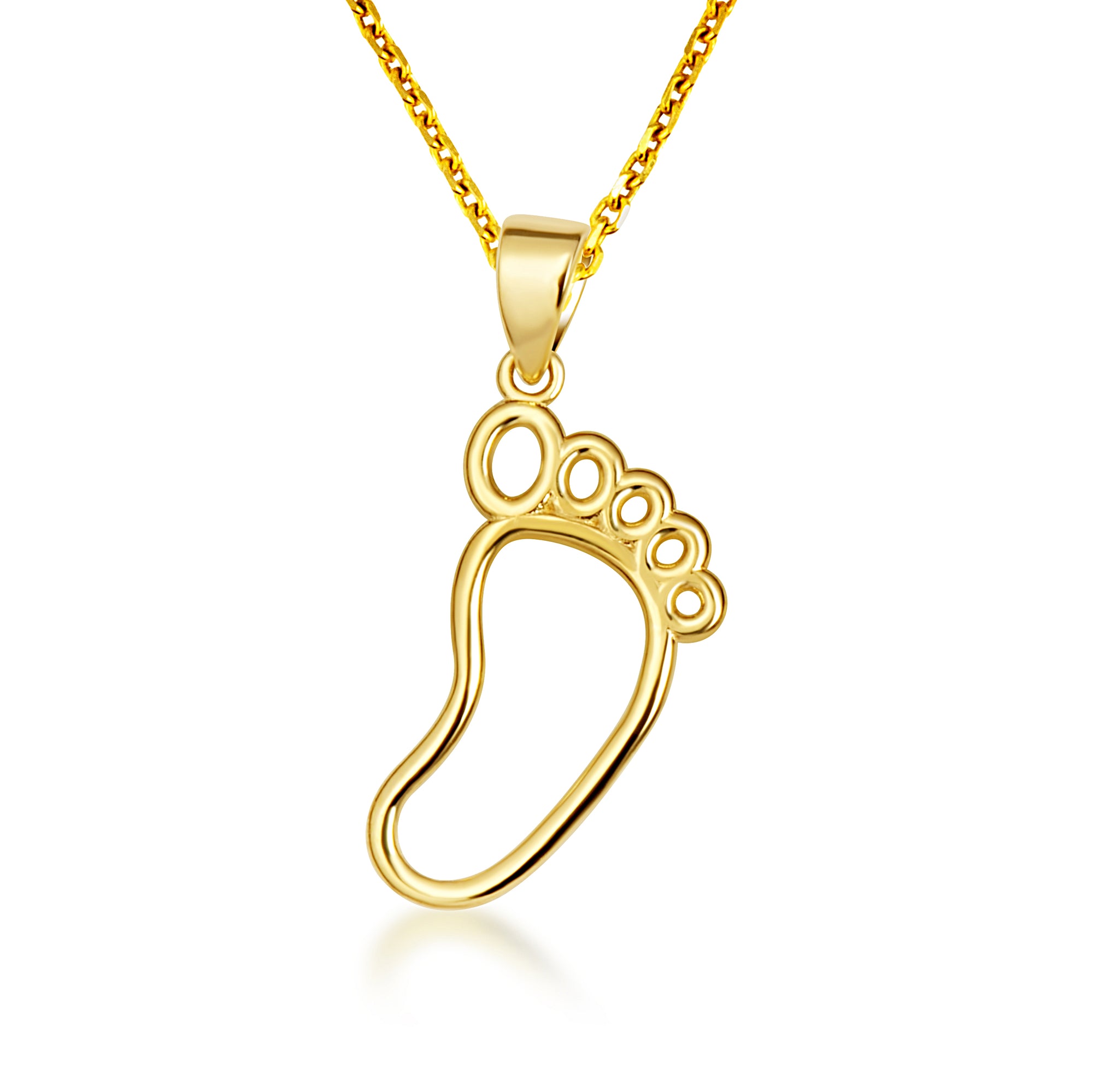 14K Yellow Gold Footprint Charm Pendant Necklace, view 4