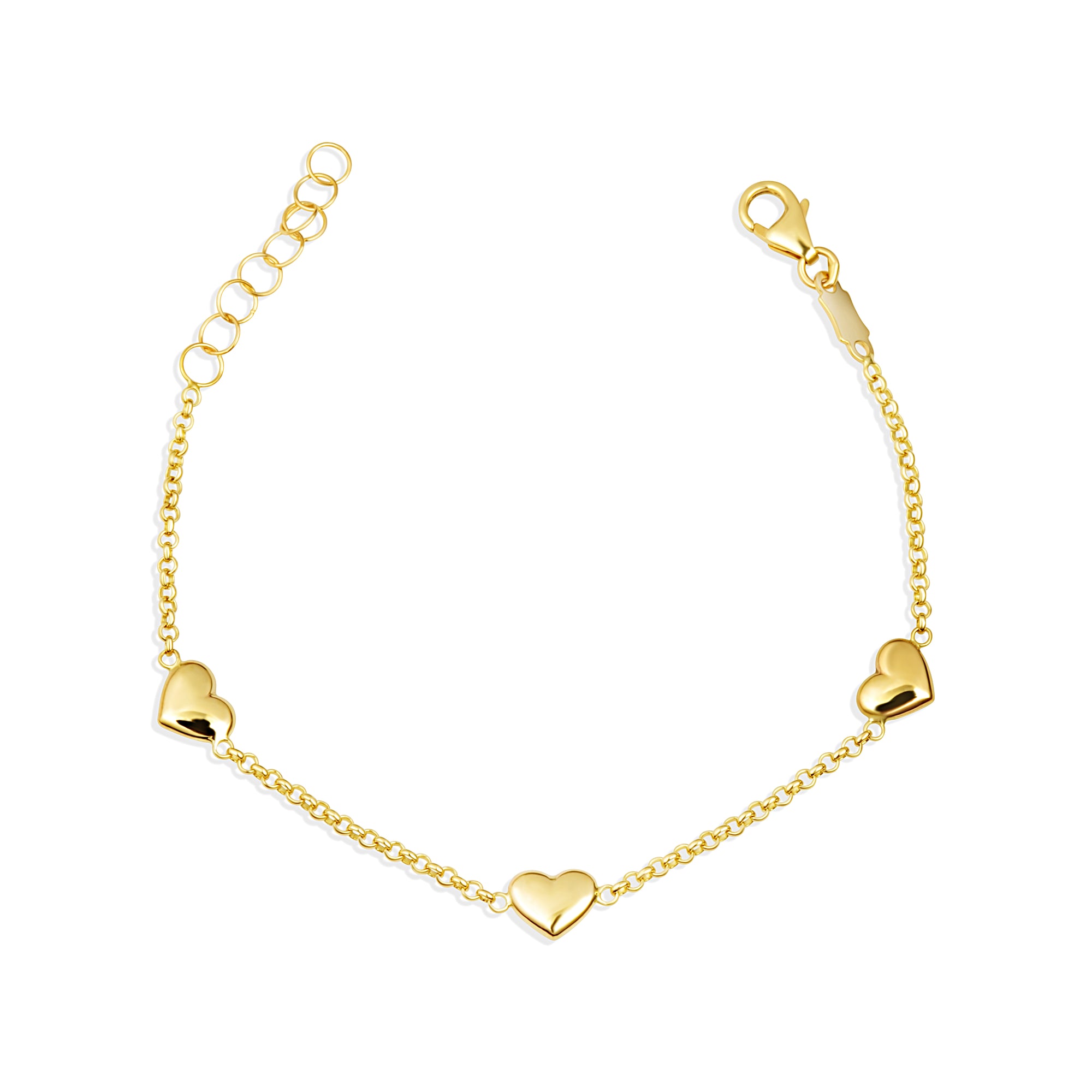 14K Yellow Gold Heart Charm Love Baby Bracelet