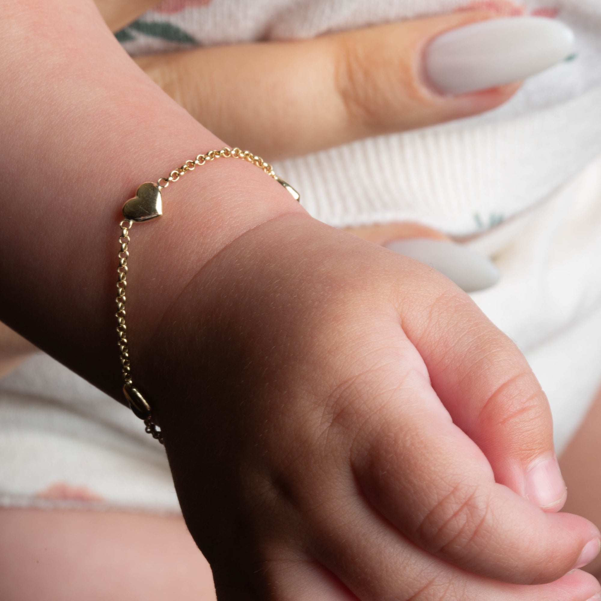 14K Yellow Gold Heart Charm Love Baby Bracelet, view 2