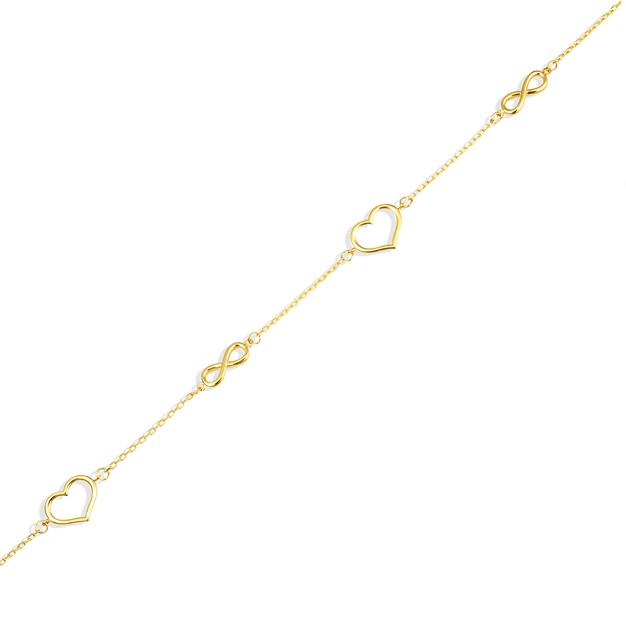 14K Yellow Gold Heart Infinity Love Bracelet 7", view 4