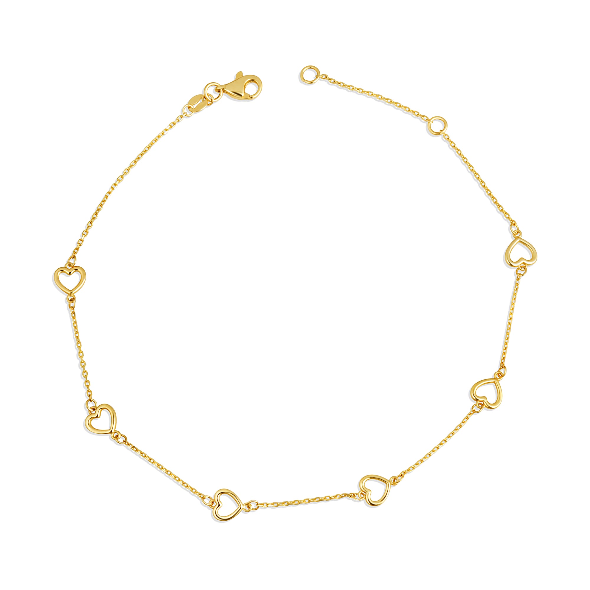 14K Yellow Gold Heart Love Anklet