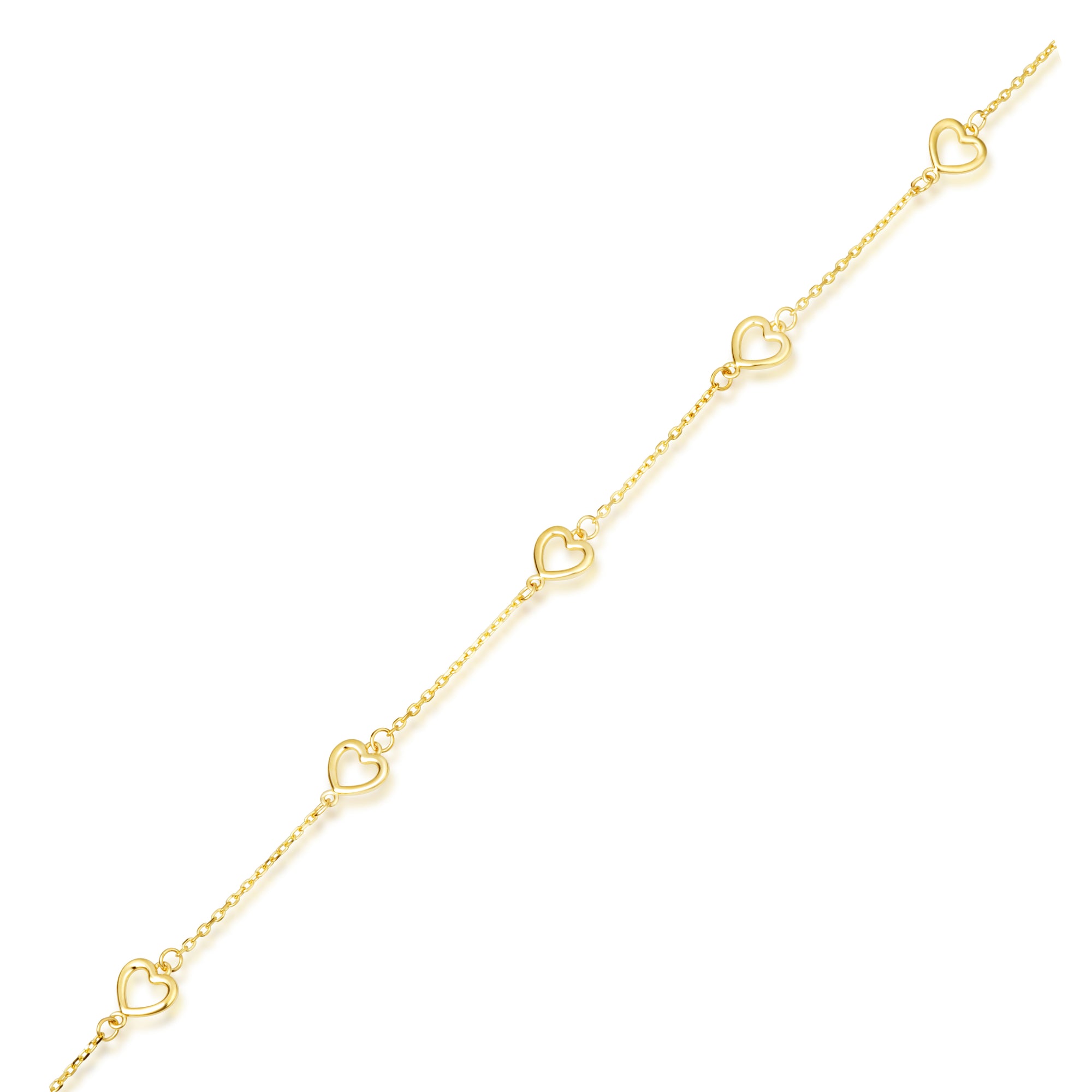 14K Yellow Gold Heart Love Anklet, view 4