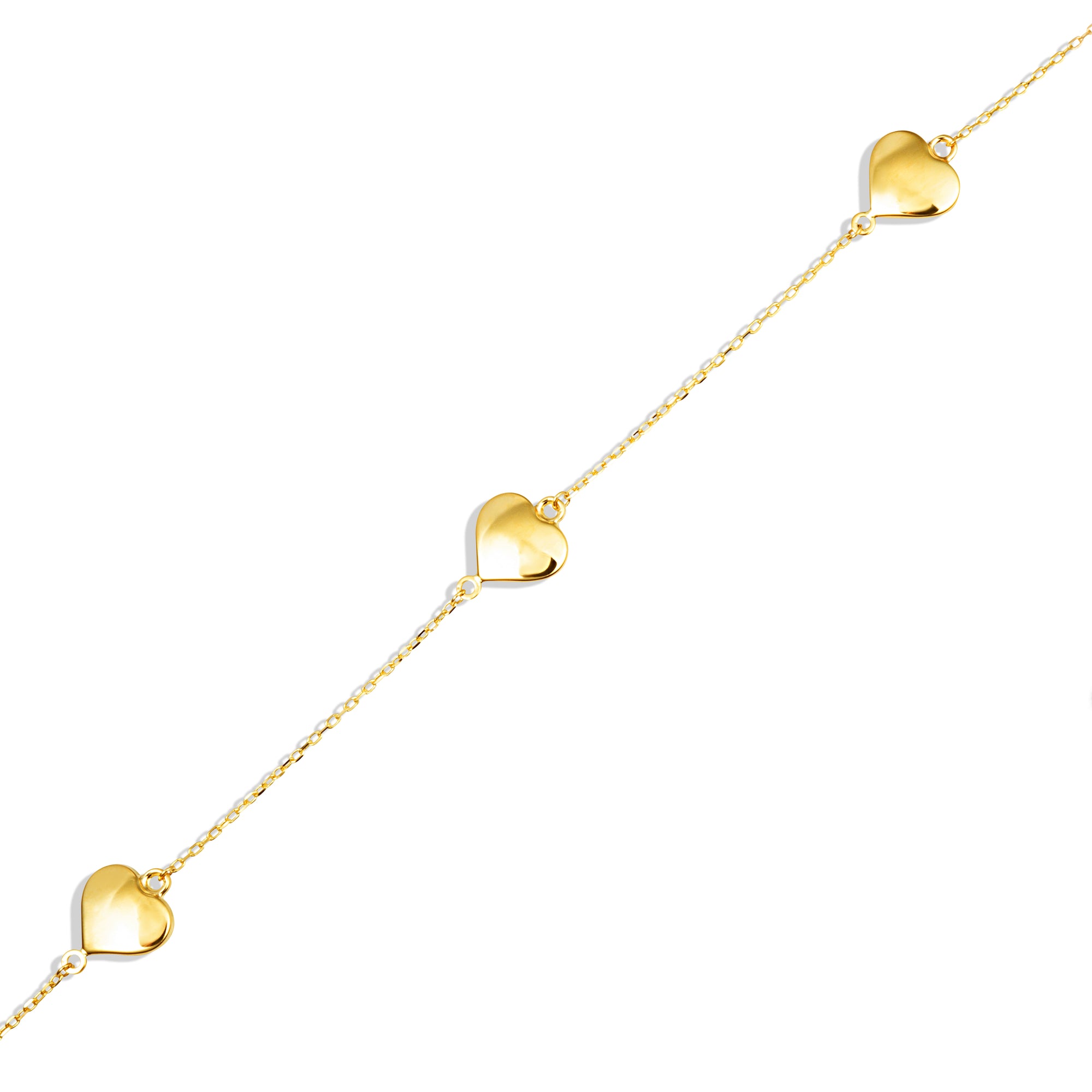 14K Yellow Gold Heart Love Charm Bracelet 7", view 4