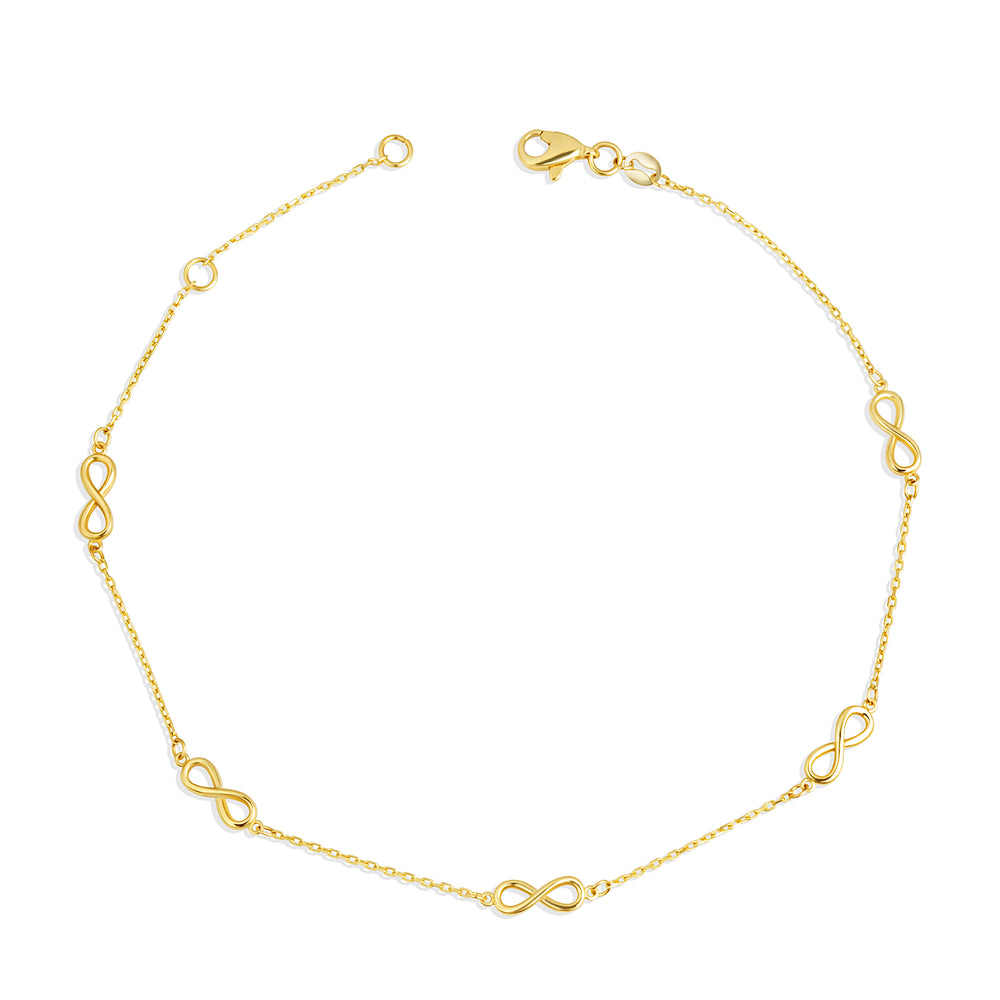14K Yellow Gold Infinity Eternity Anklet