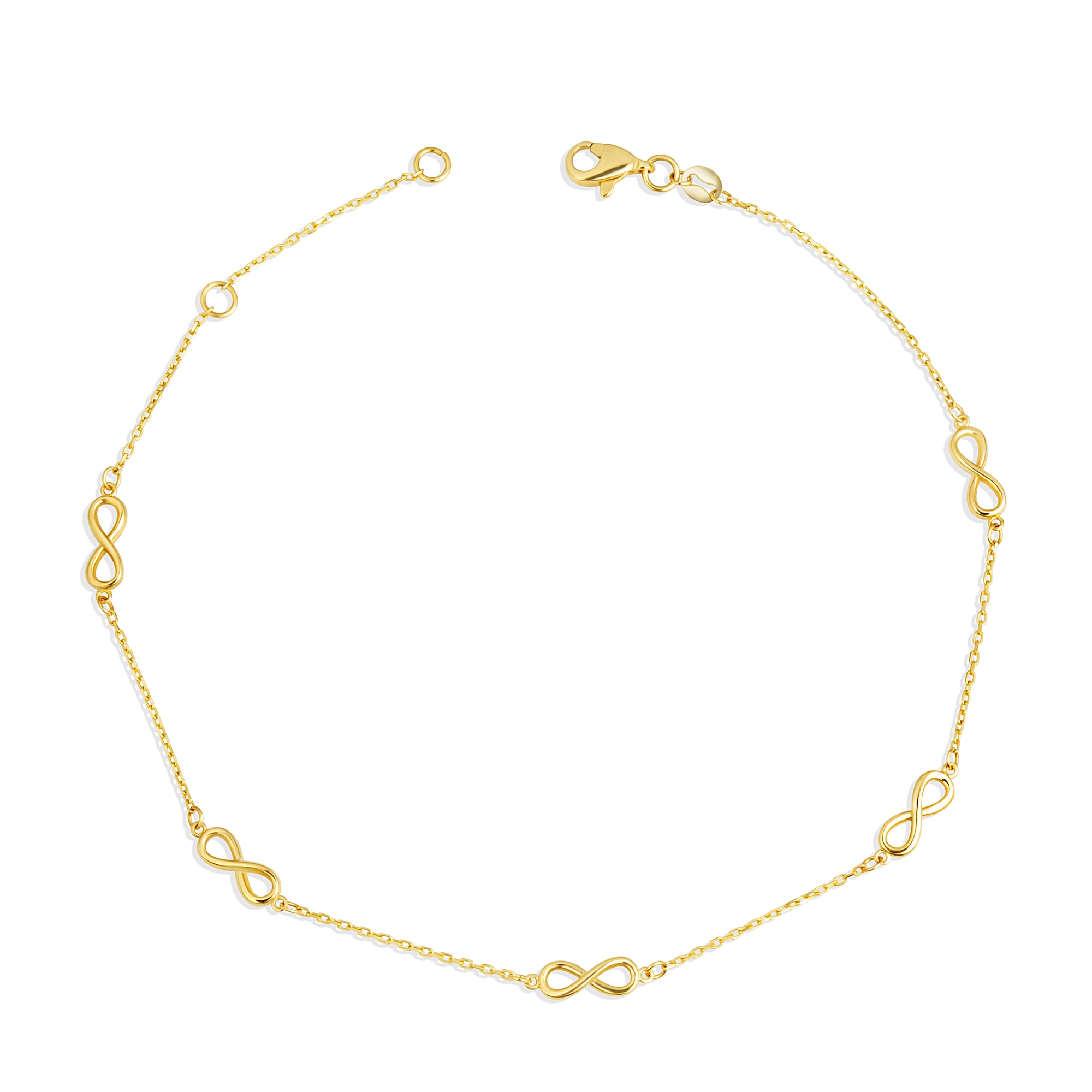 14K Yellow Gold Infinity Eternity Anklet