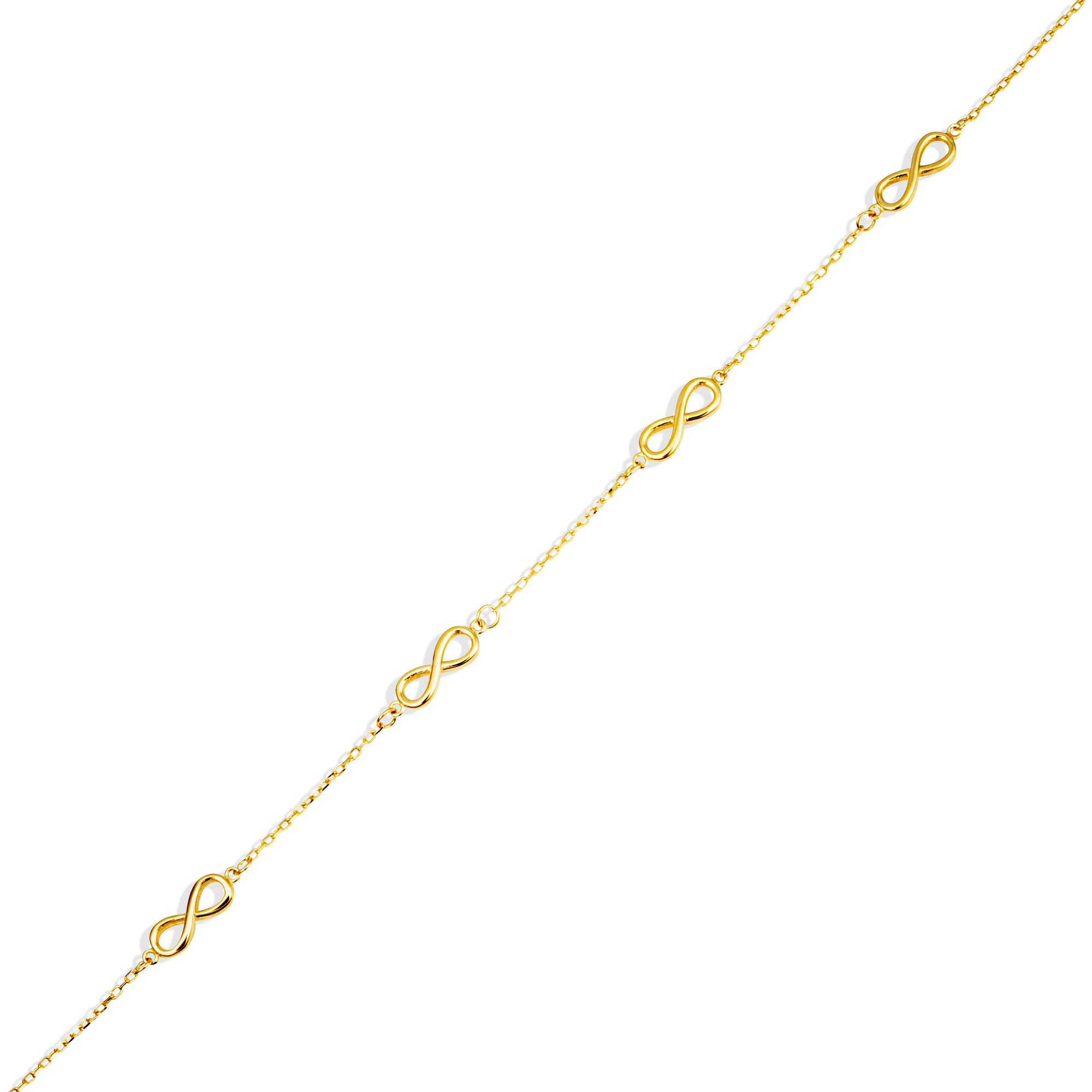 14K Yellow Gold Infinity Eternity Anklet, view 4