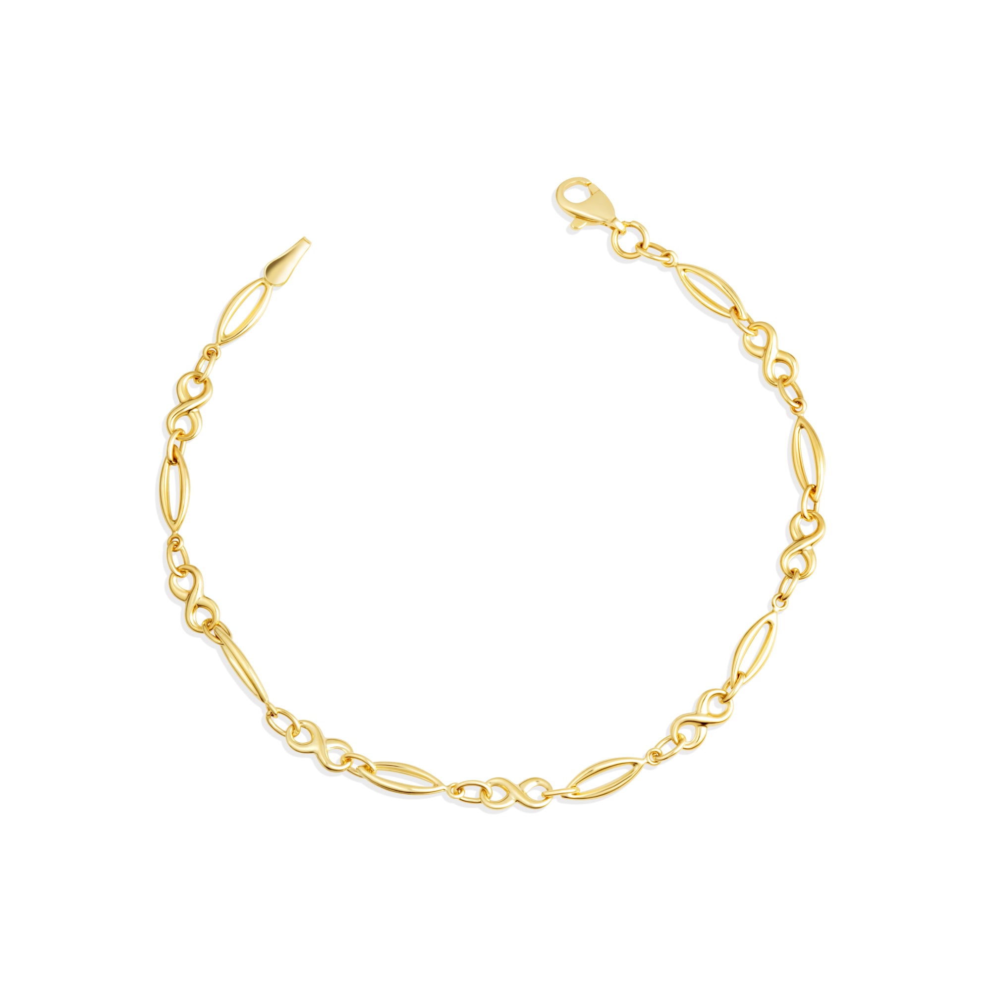 14K Yellow Gold Infinity Oval Link Bracelet 7"
