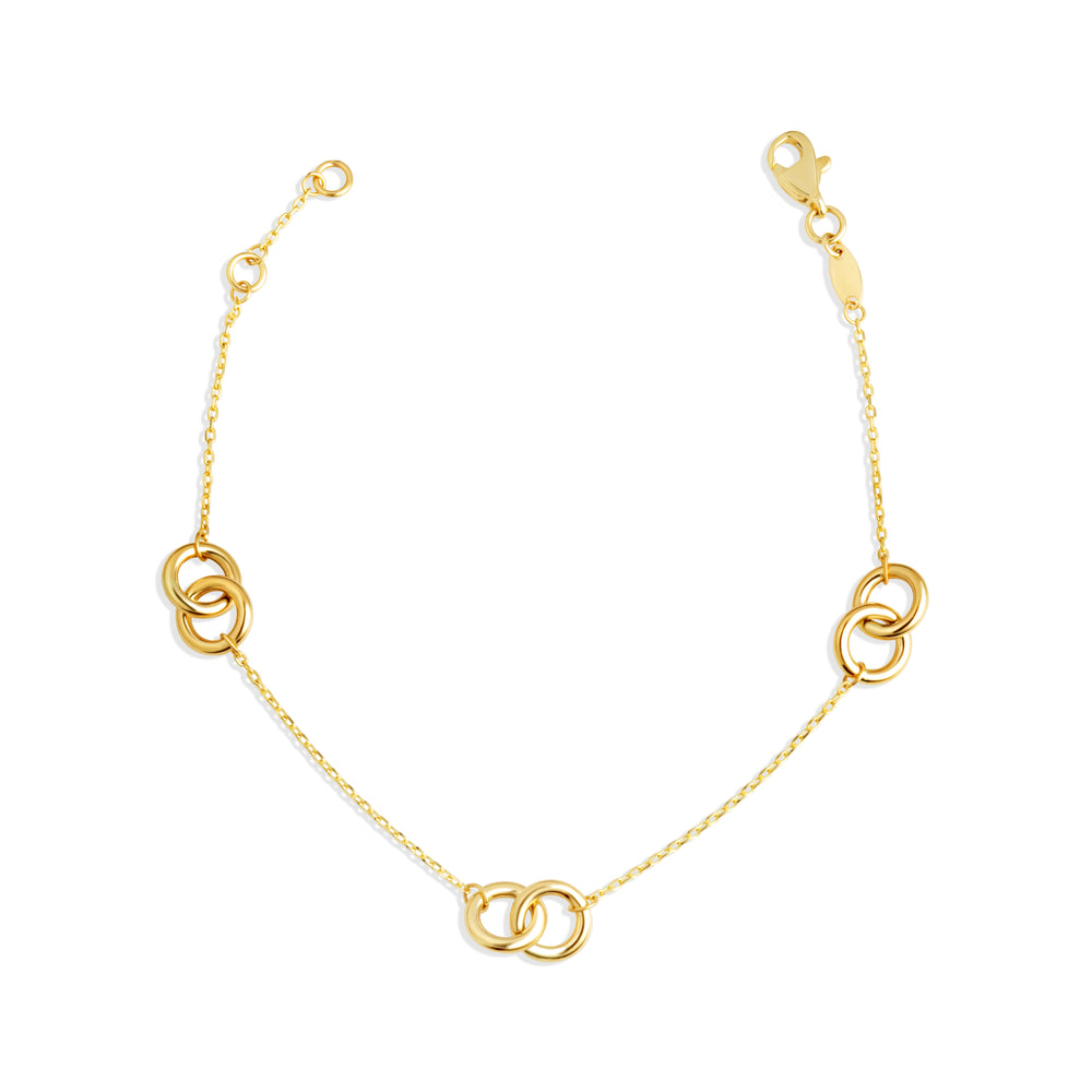 14K Yellow Gold Intertwined Circle Link Eternity Bracelet
