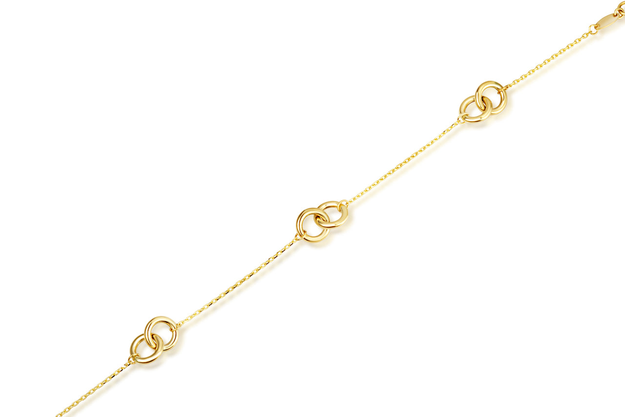 14K Yellow Gold Intertwined Circle Link Eternity Bracelet, view 4