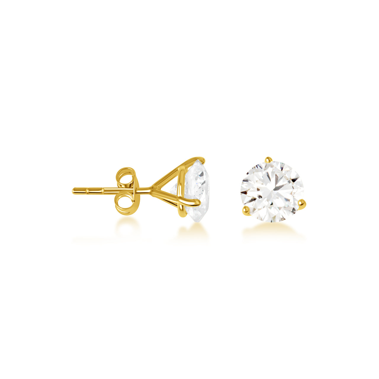 14K Yellow Gold Lab-Grown Diamond Martini Stud Earrings 4ct