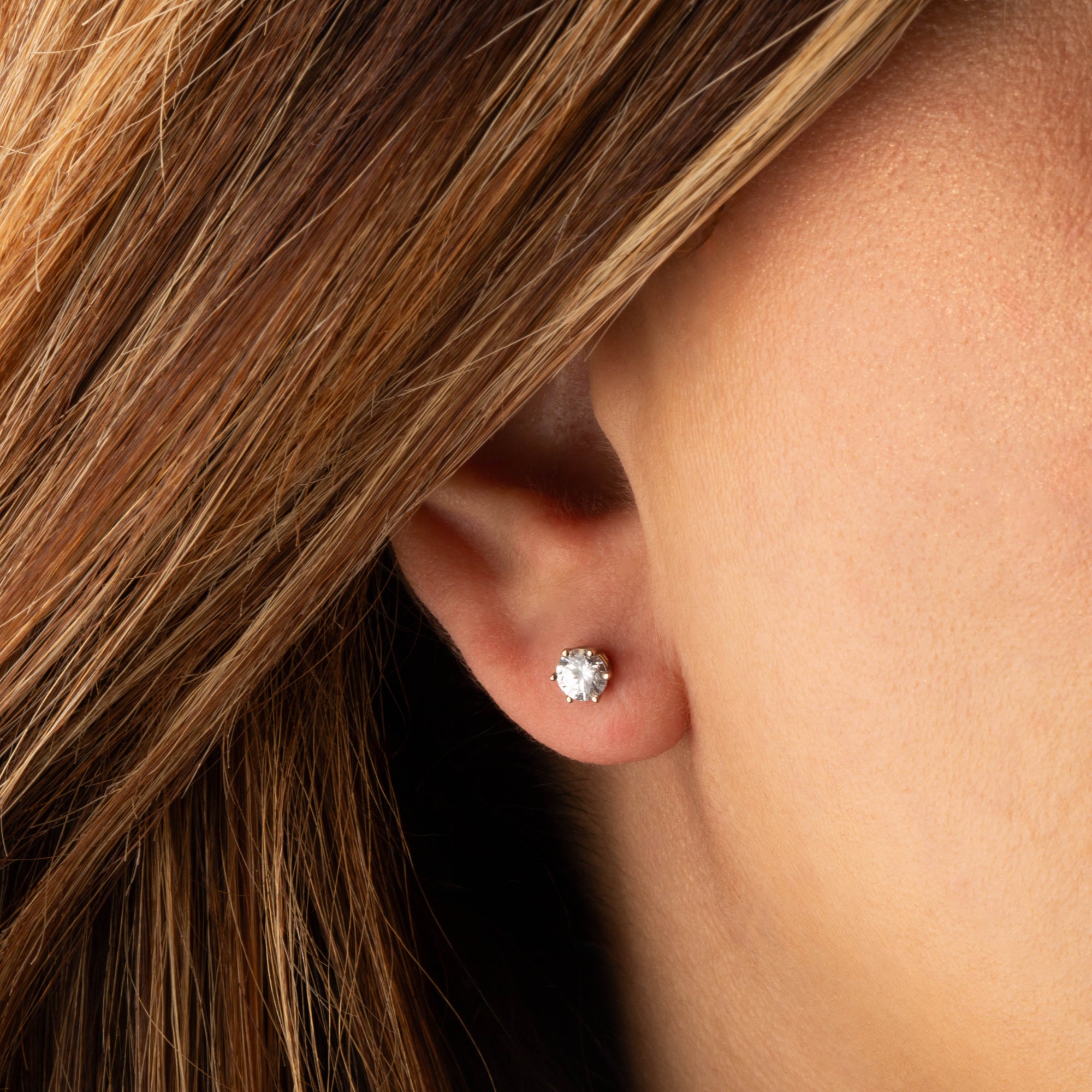 14K Yellow Gold Lab-Grown Diamond Stud Earrings 0.7ct, view 2