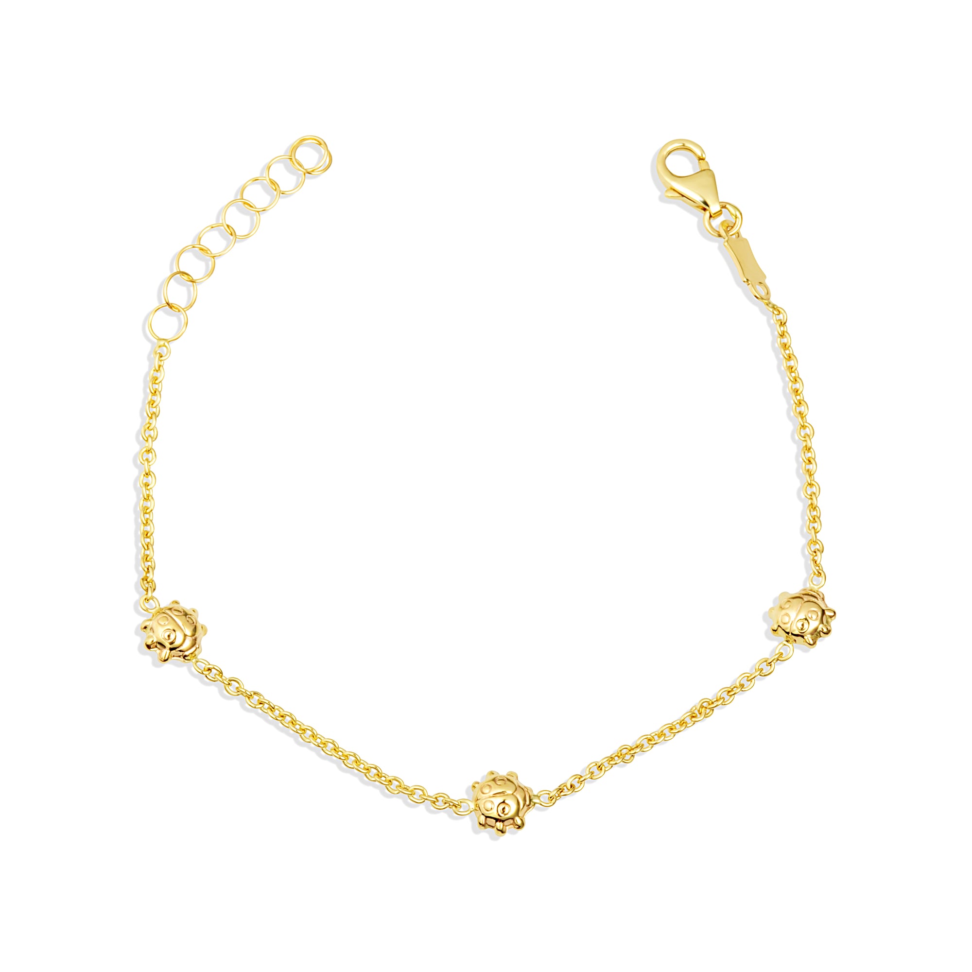 14K Yellow Gold Ladybug Nature Charm Baby Bracelet