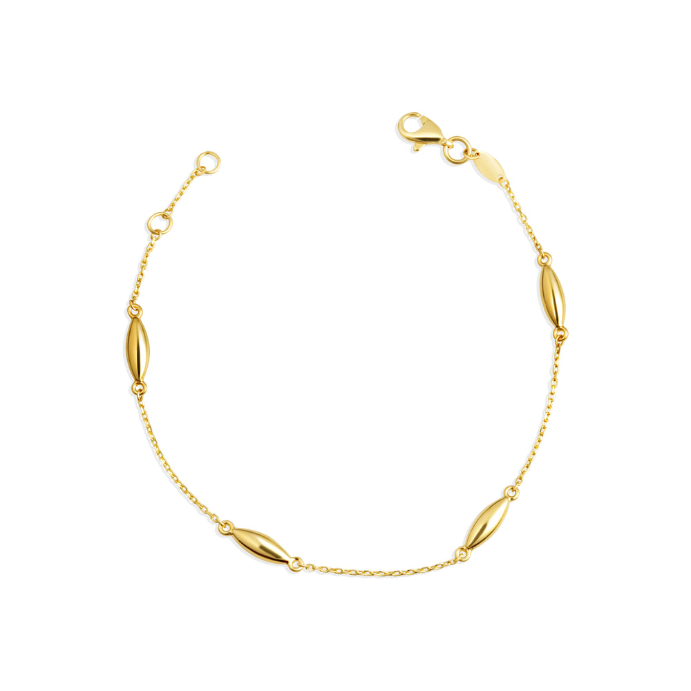 14K Yellow Gold Marquise Shape Link Bracelet 7"