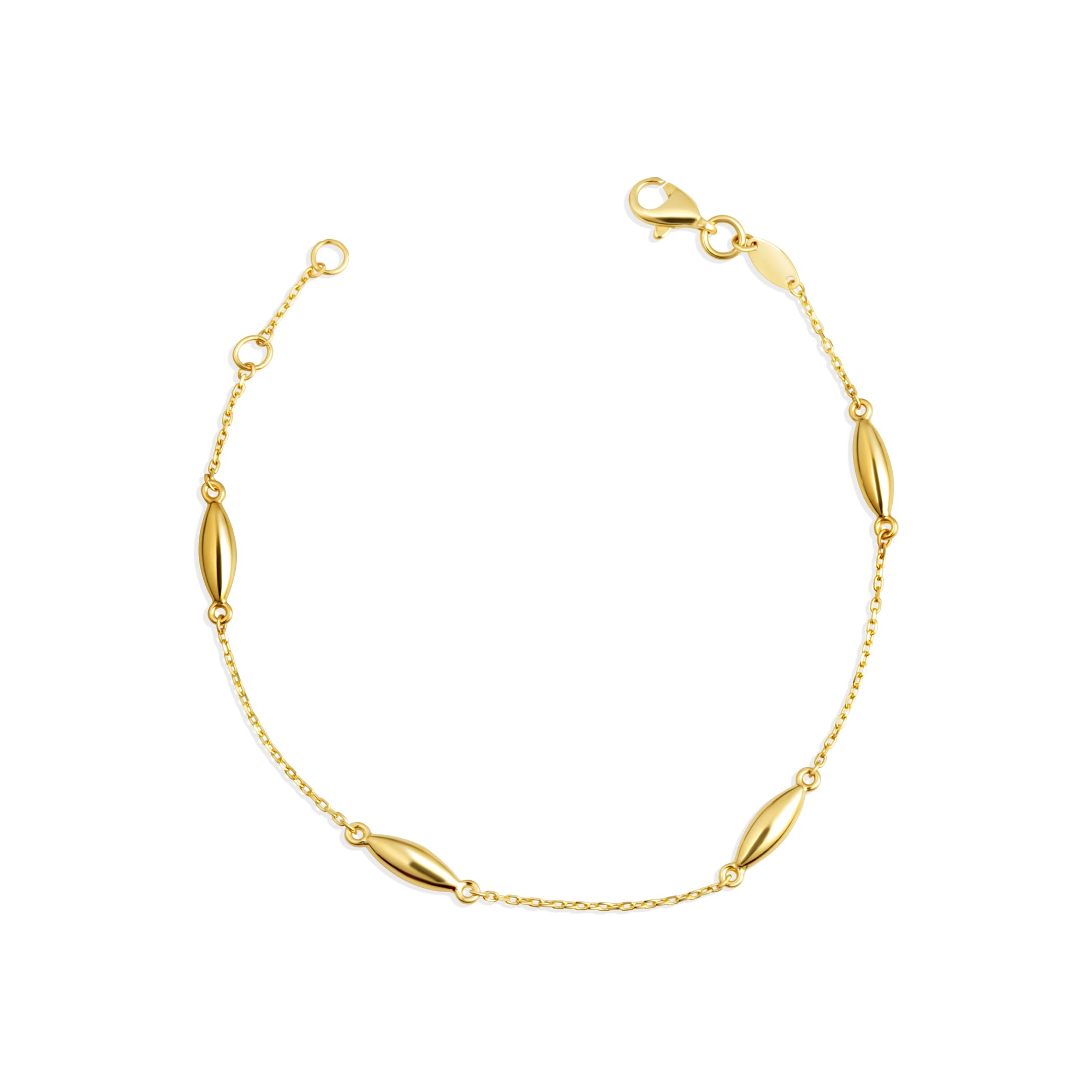 14K Yellow Gold Marquise Shape Link Bracelet 7"