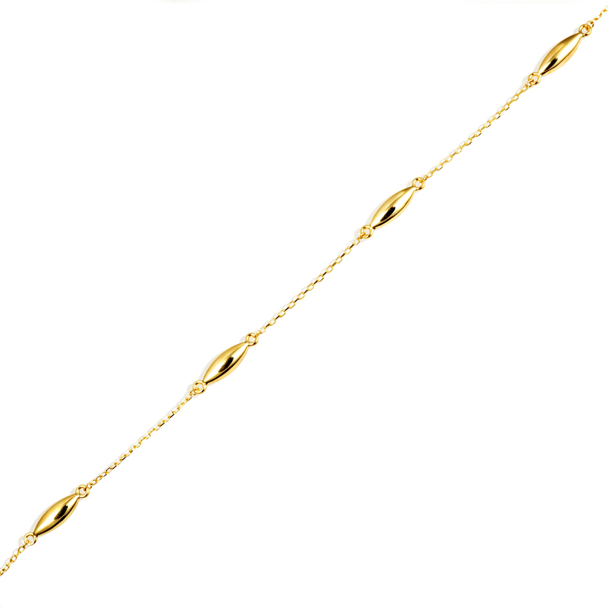 14K Yellow Gold Marquise Shape Link Bracelet 7", view 4