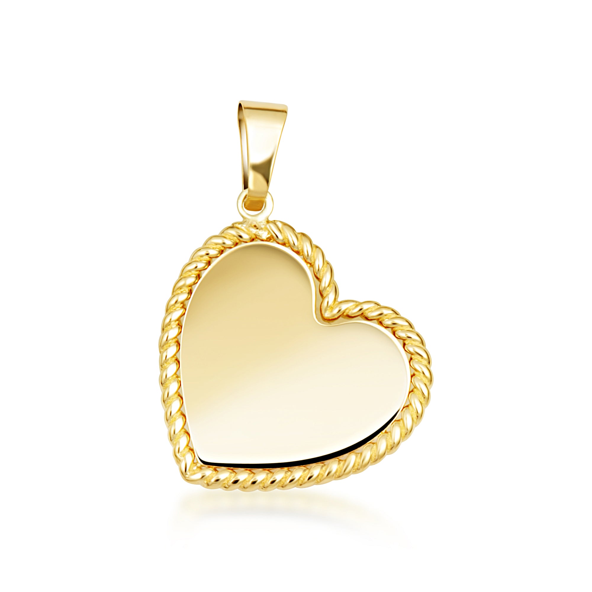 14K Yellow Gold Milgrain Heart Love Charm Pendant Necklace