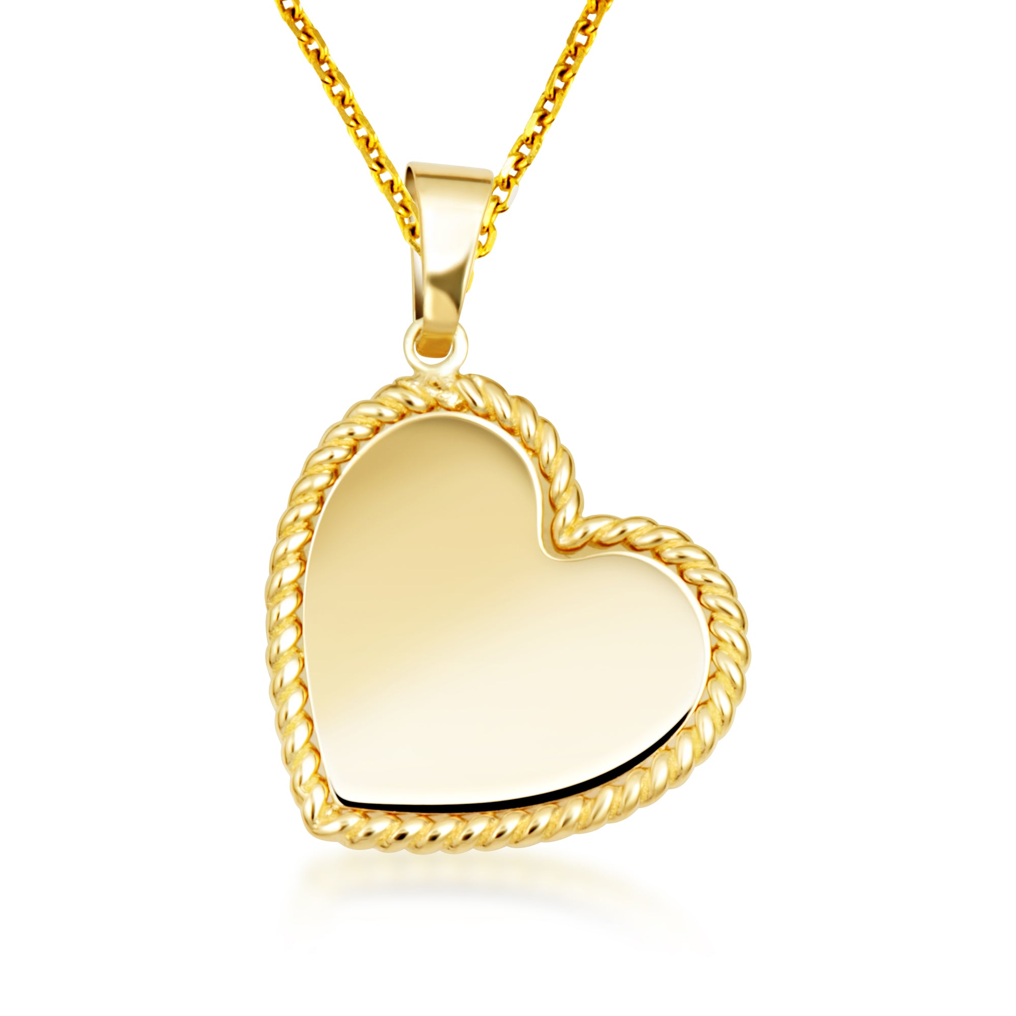 14K Yellow Gold Milgrain Heart Love Charm Pendant Necklace, view 4