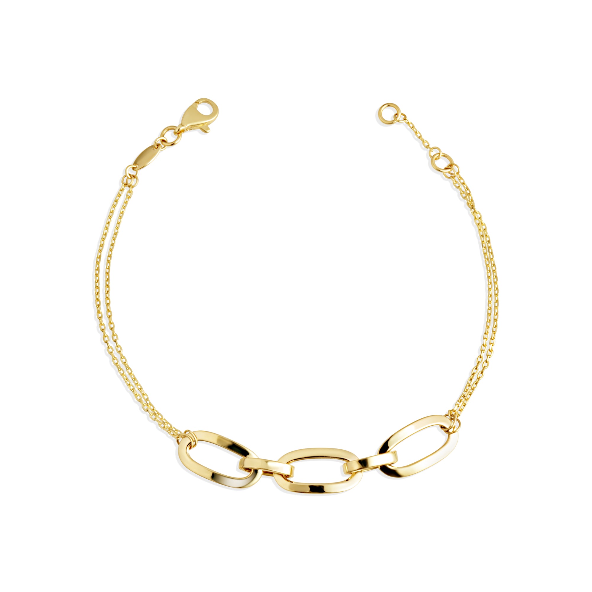 14K Yellow Gold Oval Chain Link Eternity Bracelet 7"